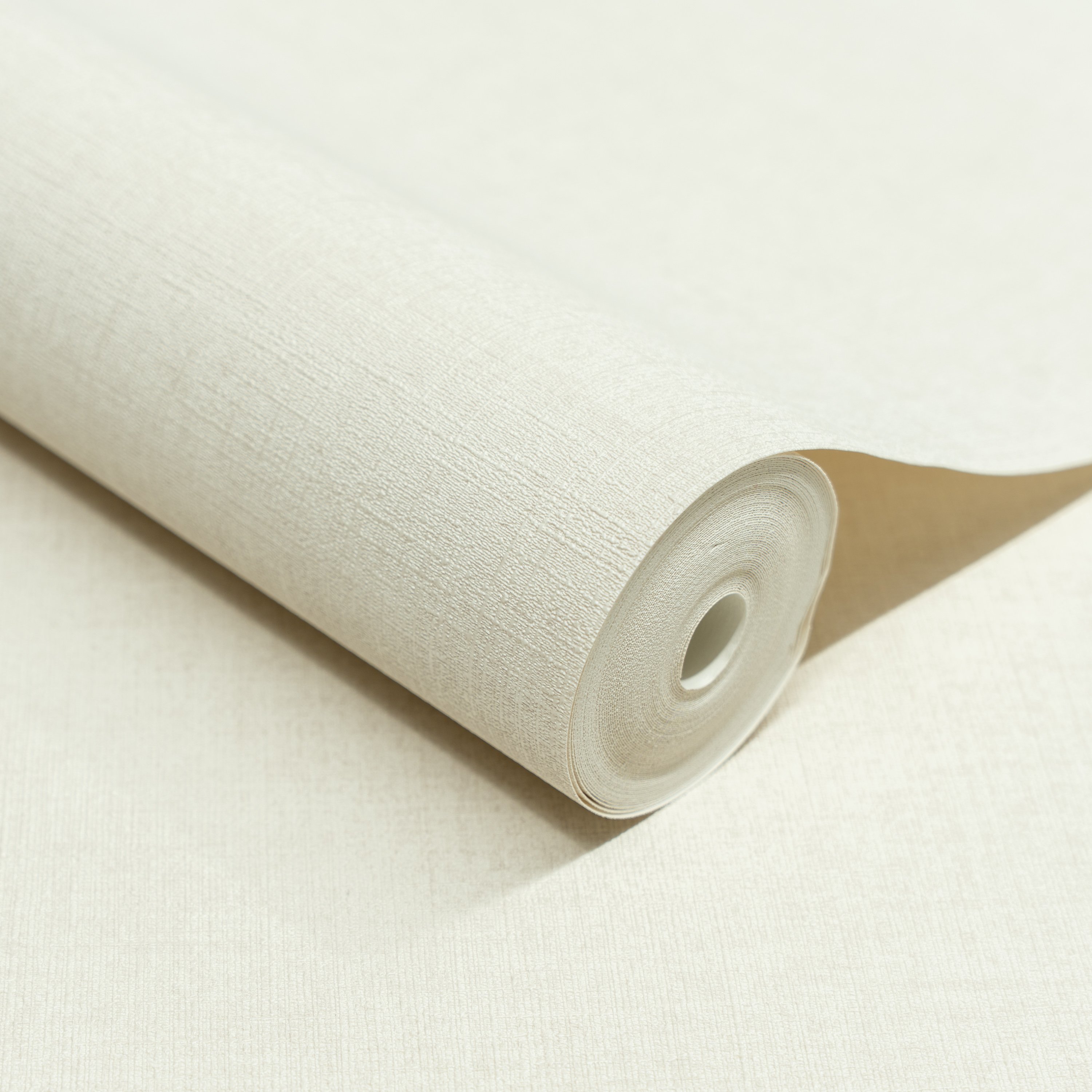 Grandeco Solena Brushed Check Weave Hessian Textured Plain Wallpaper - Off White