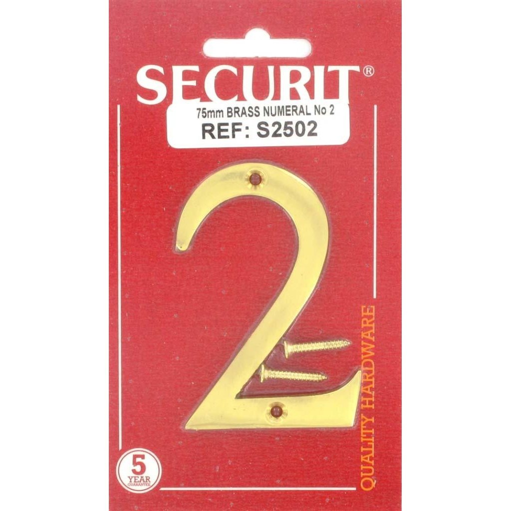 Securit Brass Numeral No 2 - Brass