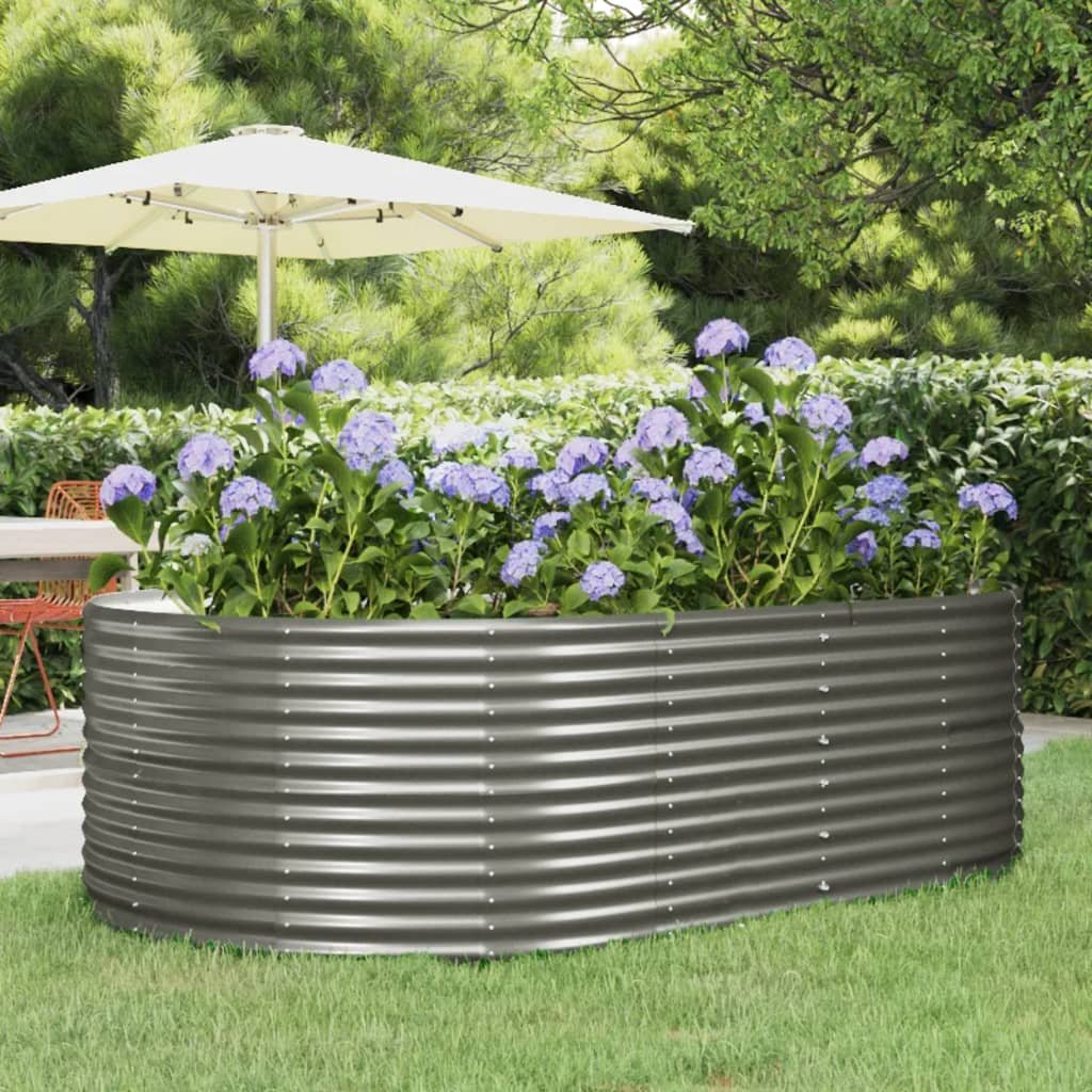 Walplus Galvanised Steel Raised Garden Bed - Grey - 212 x 140 x 68 cm