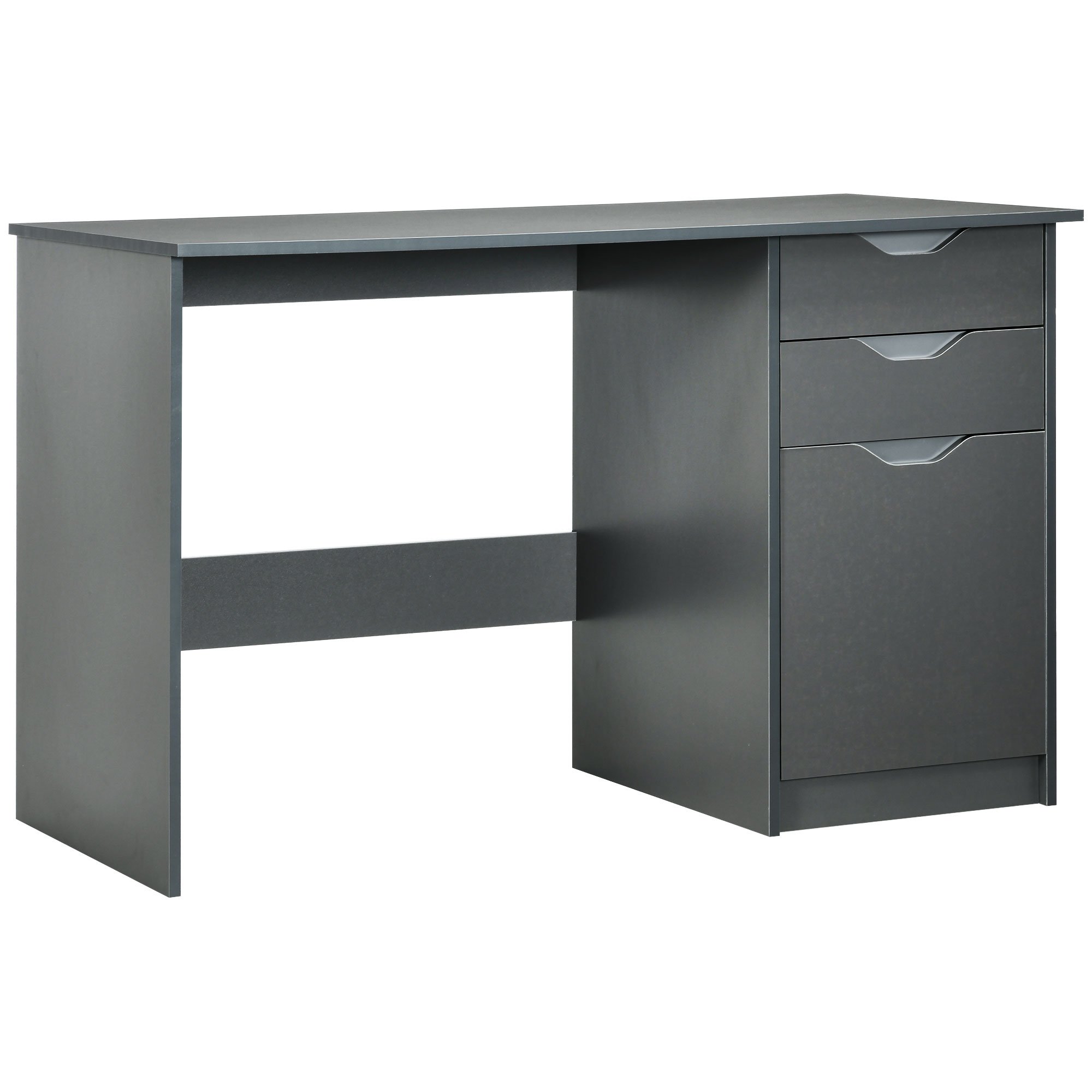 HOMCOM High Gloss Computer Desk with 3 Storage Drawers - Grey