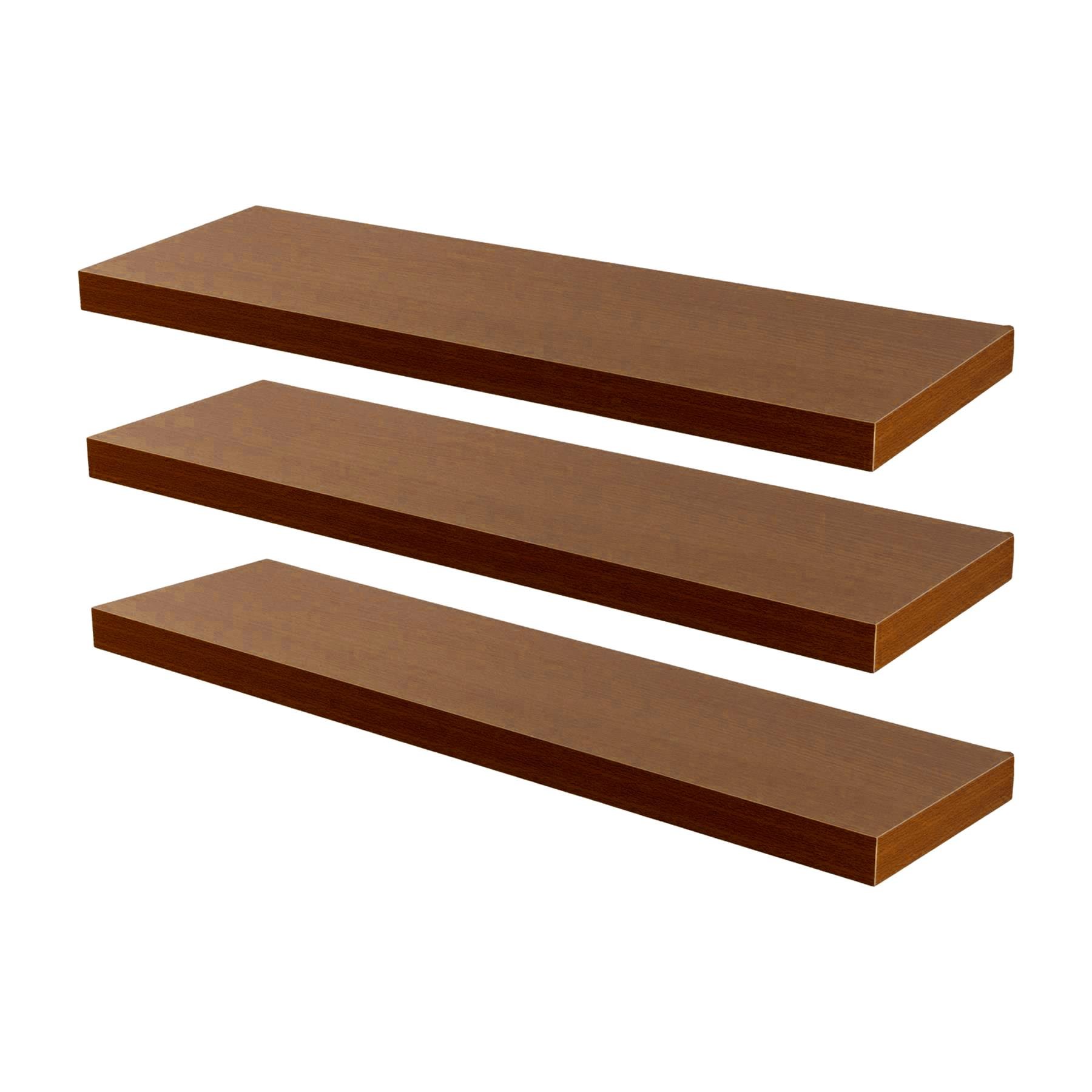 Harbour Housewares 100cm Modern Floating Wall Shelves Pack of 3 - Walnut