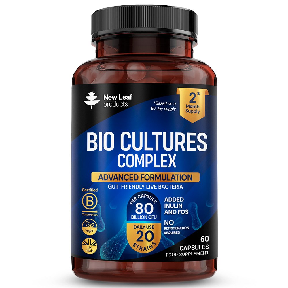 New Leaf Bio Cultures with Inulin and FOS 80 B CFU - 60 Capsules