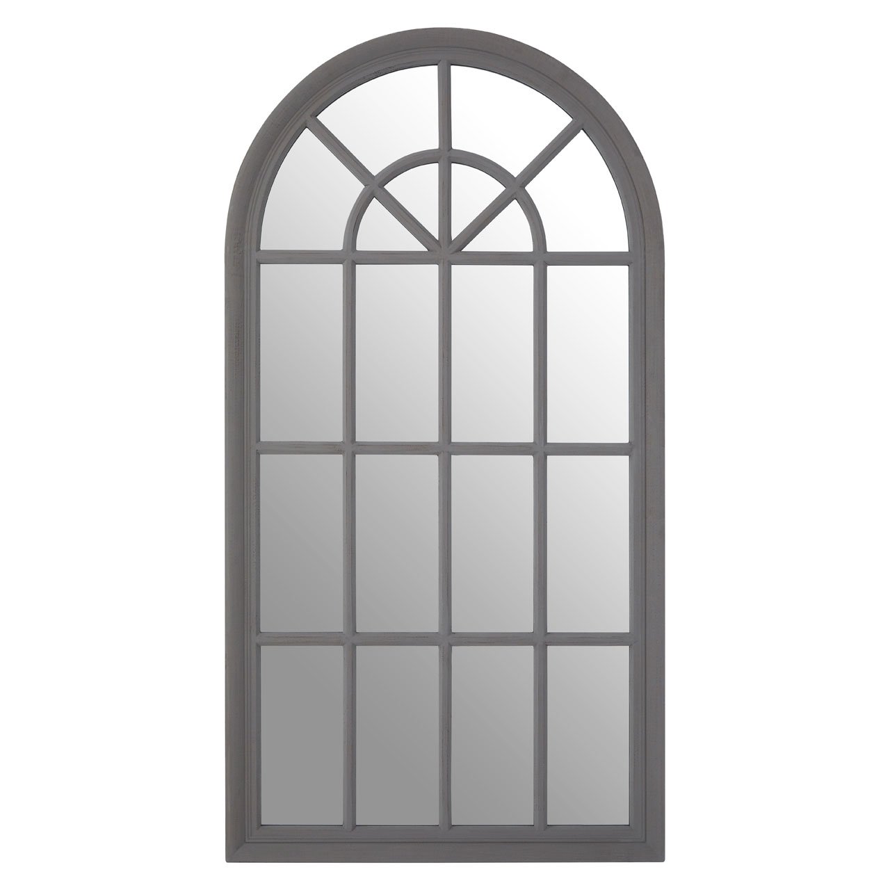 Orsina Hawthorne Antique Arched Window Wall Mirror – Grey