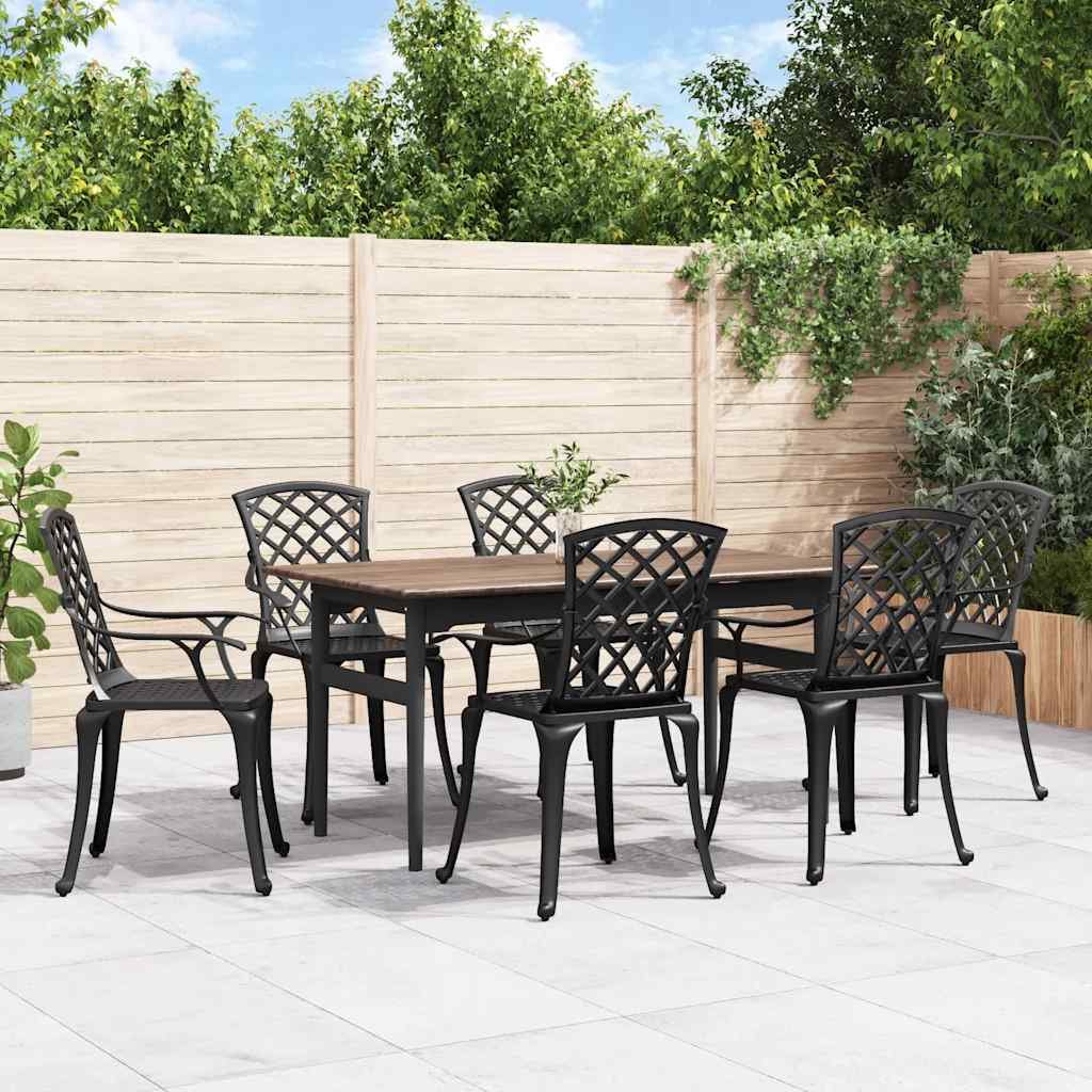 Walplus 6 Piece Cast Aluminium Outdoor Furniture Set - Black - 61 x 60 x 93 cm