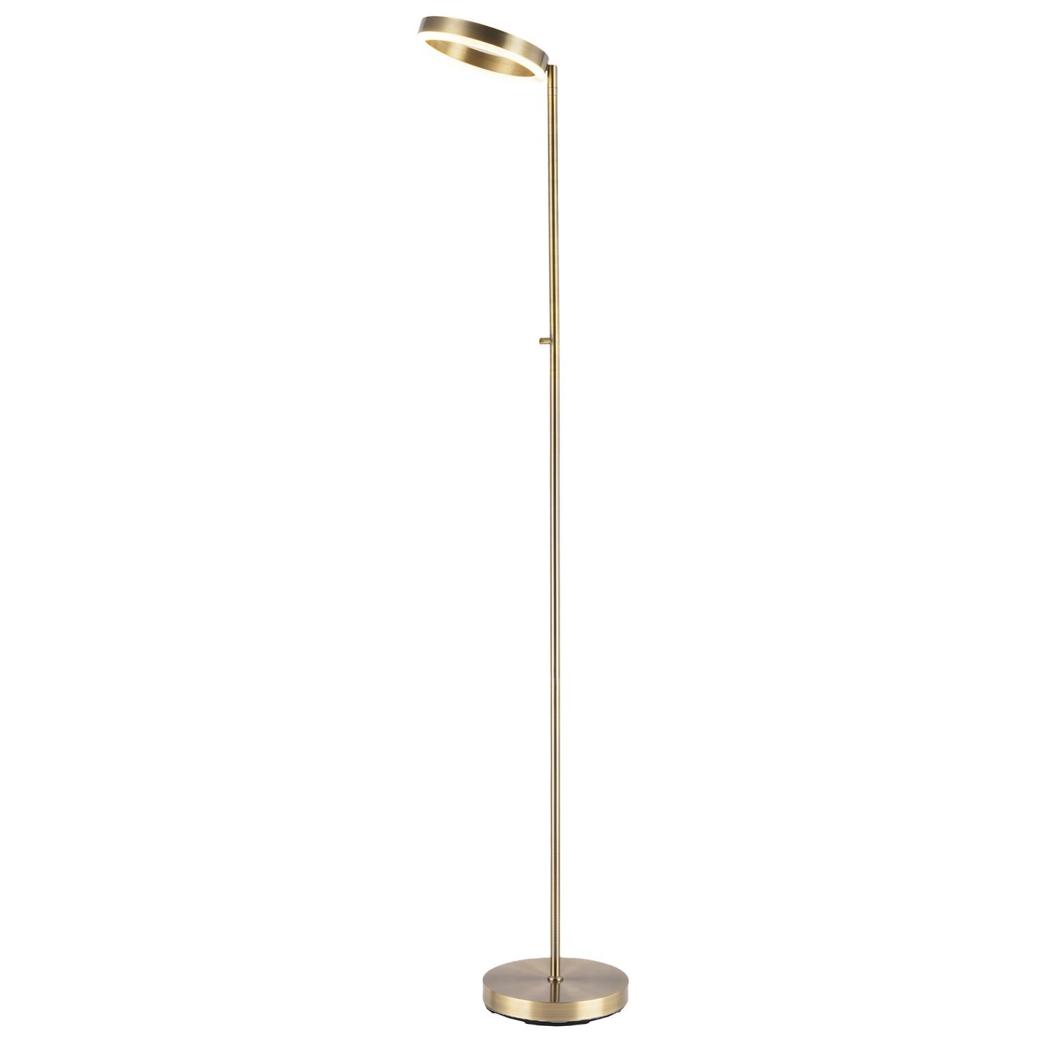 Happy Homewares LED Halo Ring in Antique Brass with CCT Dimmer Floor Lamp - 23cm
