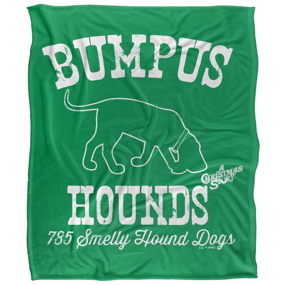 A Christmas Story Bumpus Hounds Soft Touch Green & White Blanket - 152cm x 127cm