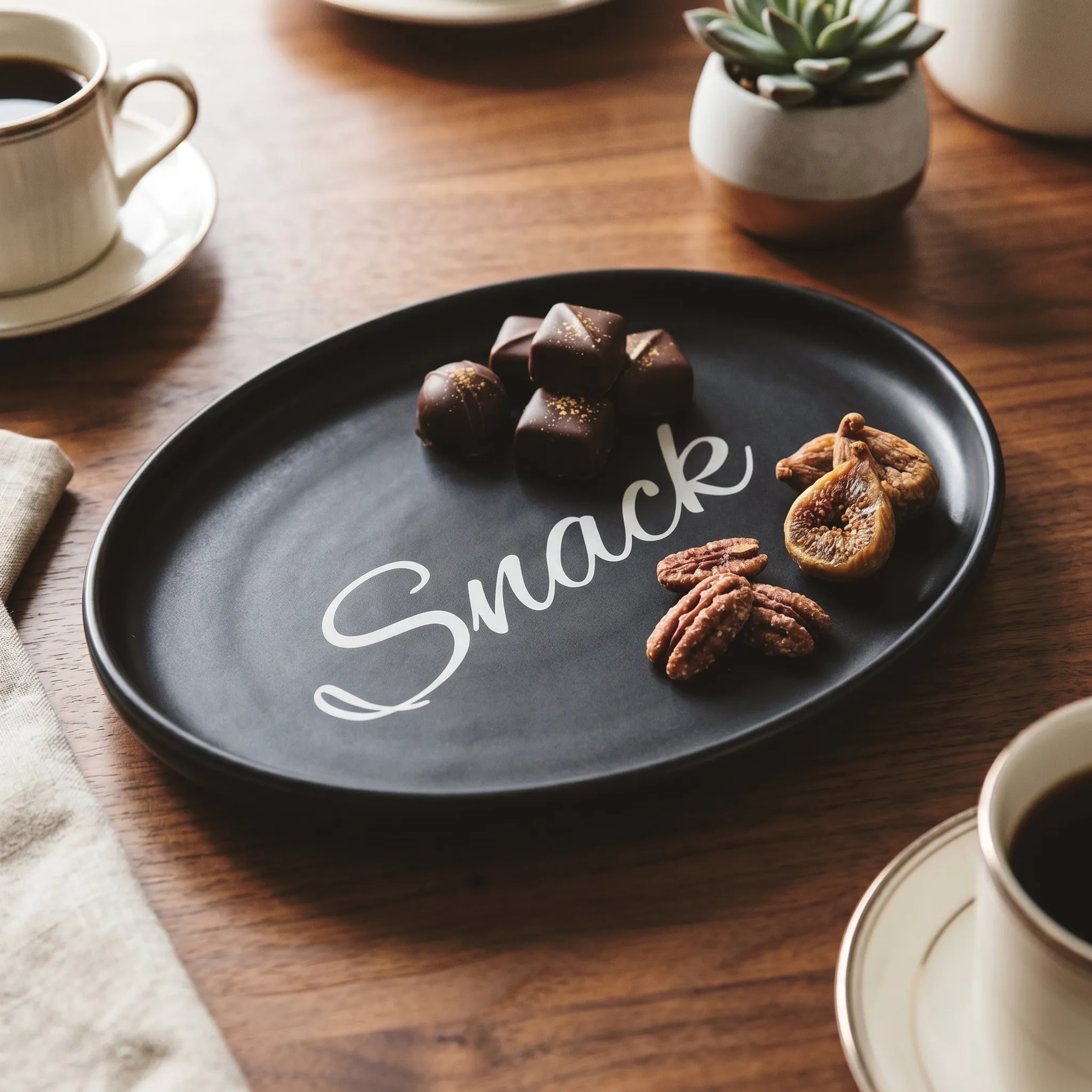 Orsina Mange Oval Snack Plate - Black