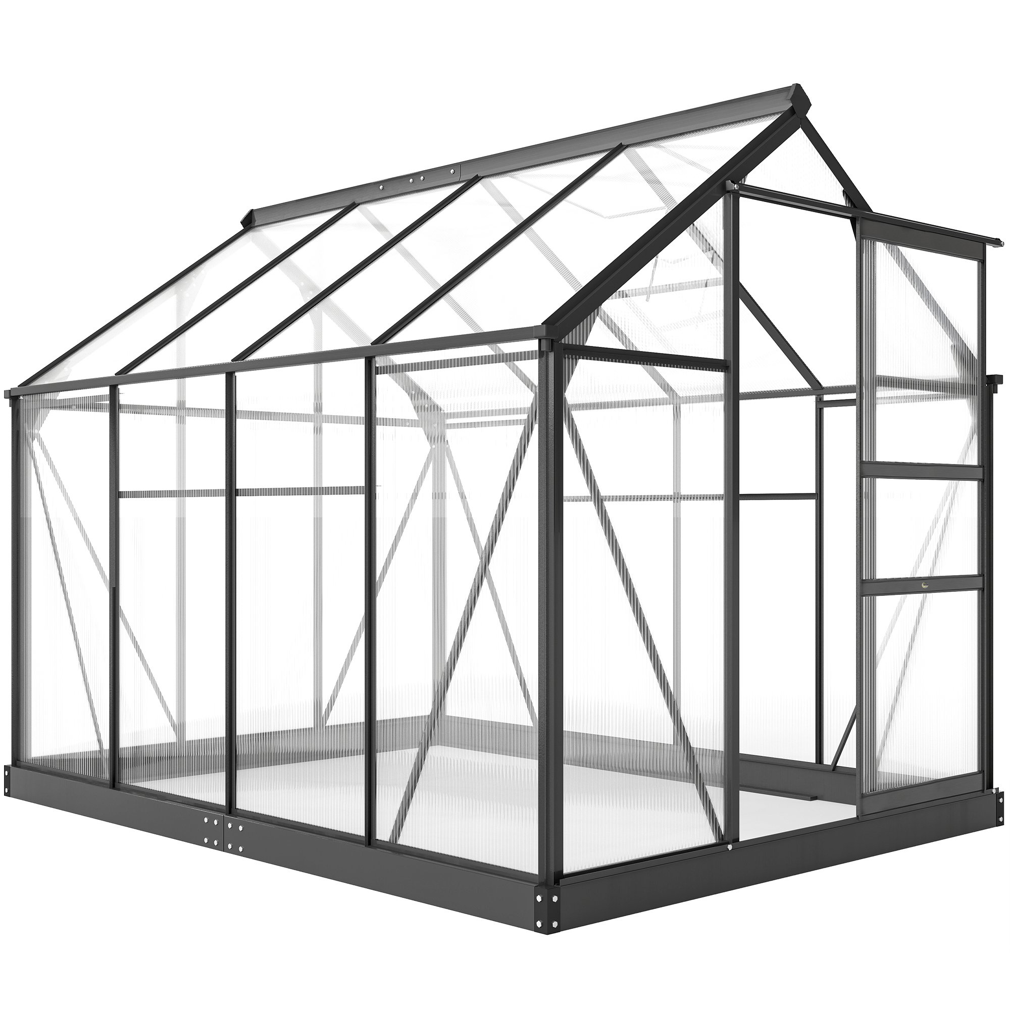 Outsunny Polycarbonate Aluminium Frame Greenhouse – Grey