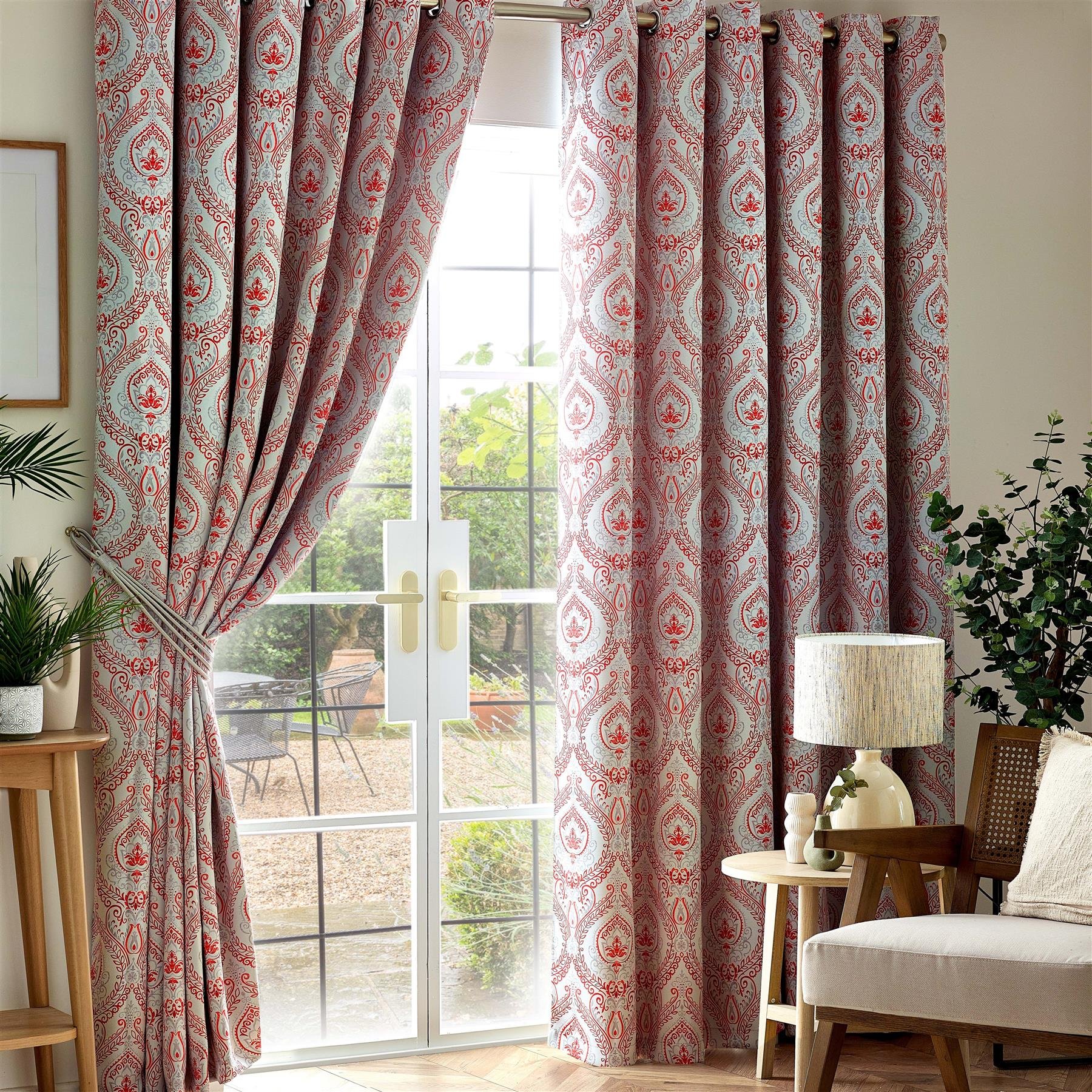 Luxury Living Victoria Blackout Eyelet Curtains 168cm x 229cm - Red