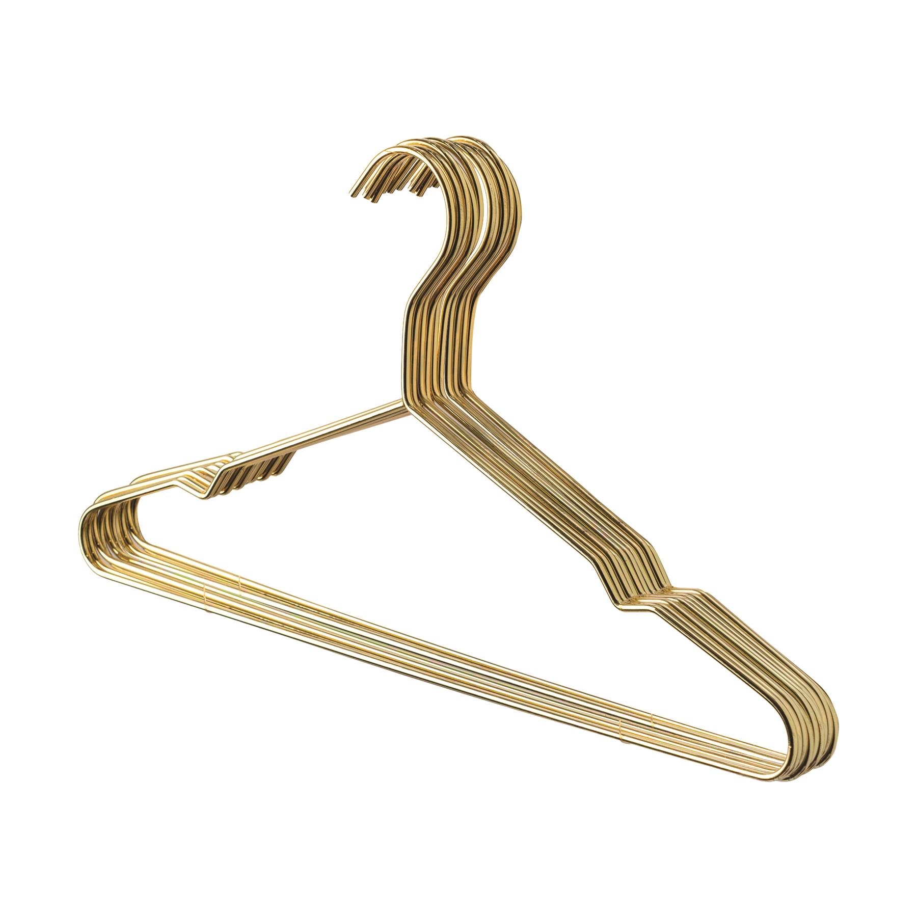 Harbour Housewares Metal Coat Hangers - Gold - Pack of 10