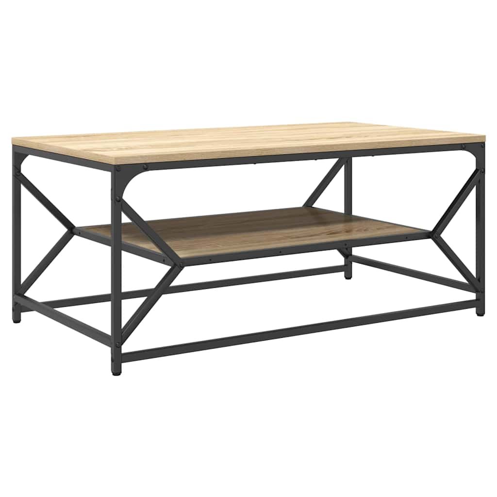 Walplus Engineered Wood and Steel Coffee Table - Sonoma Oak - 90 x 50 x 40 cm
