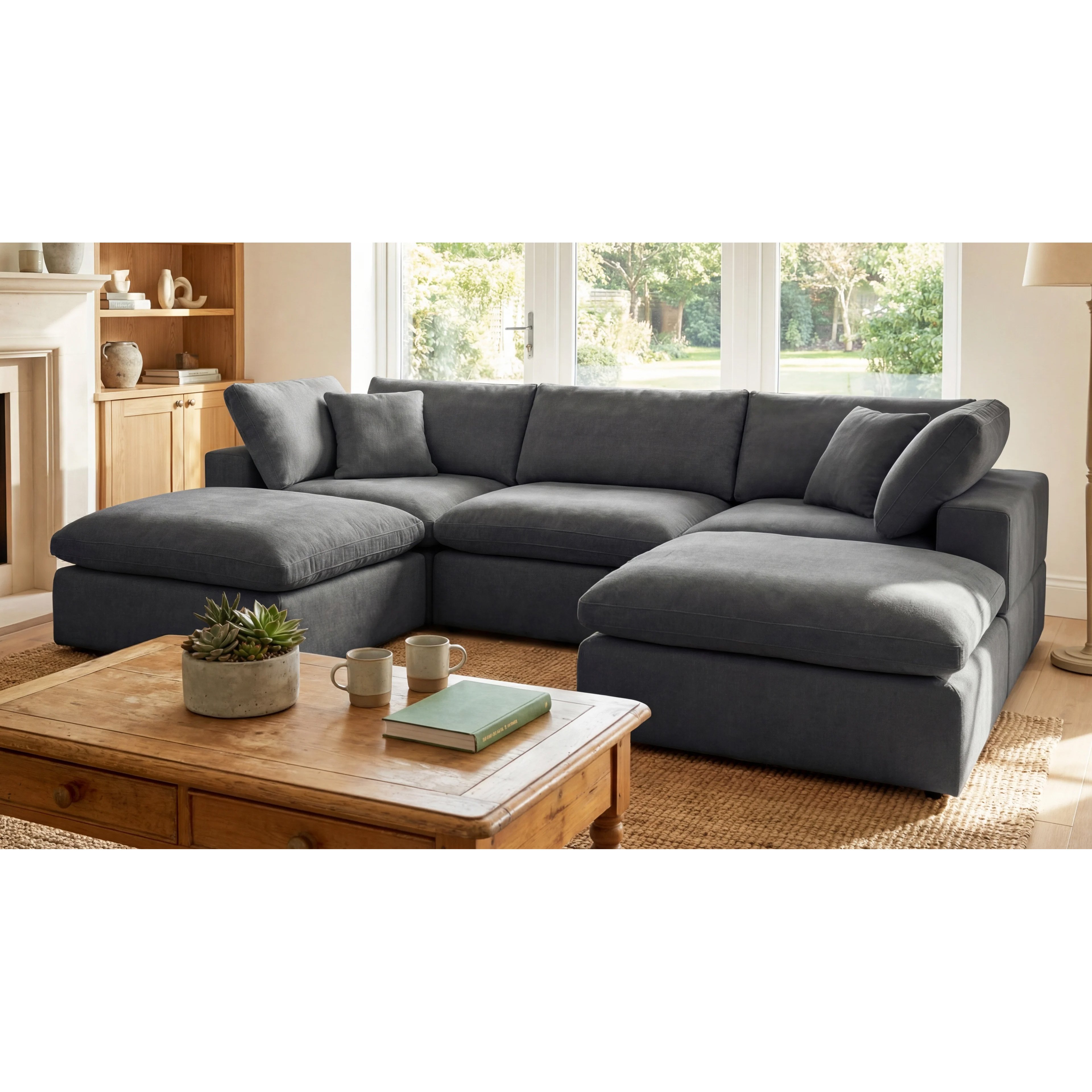 Artemis Home Cotleigh 5 Piece U-Shaped Modular Corner Sofa - Charcoal