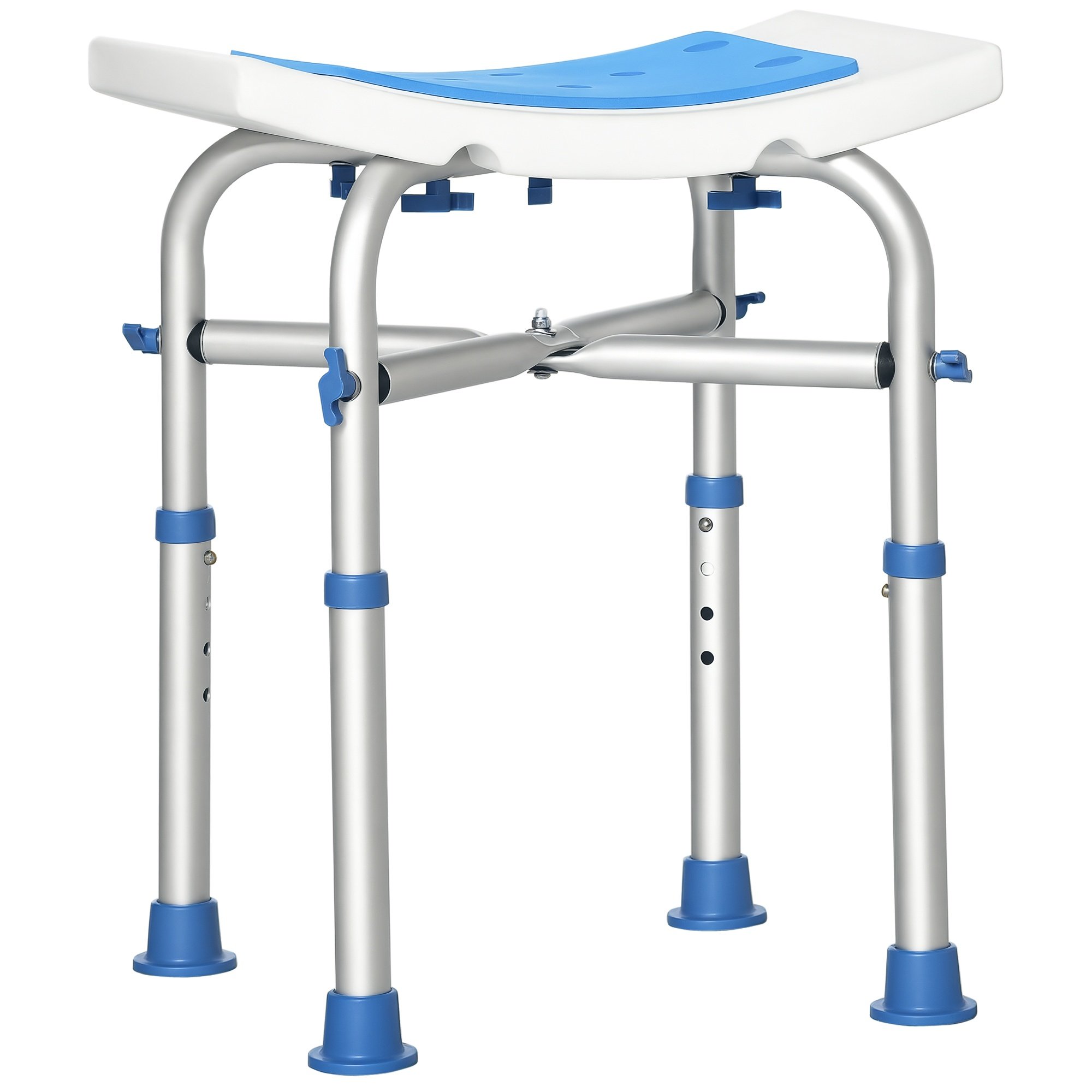 HOMCOM Adjustable Padded Shower Chair with Built-in Handle and Suction Foot Pad