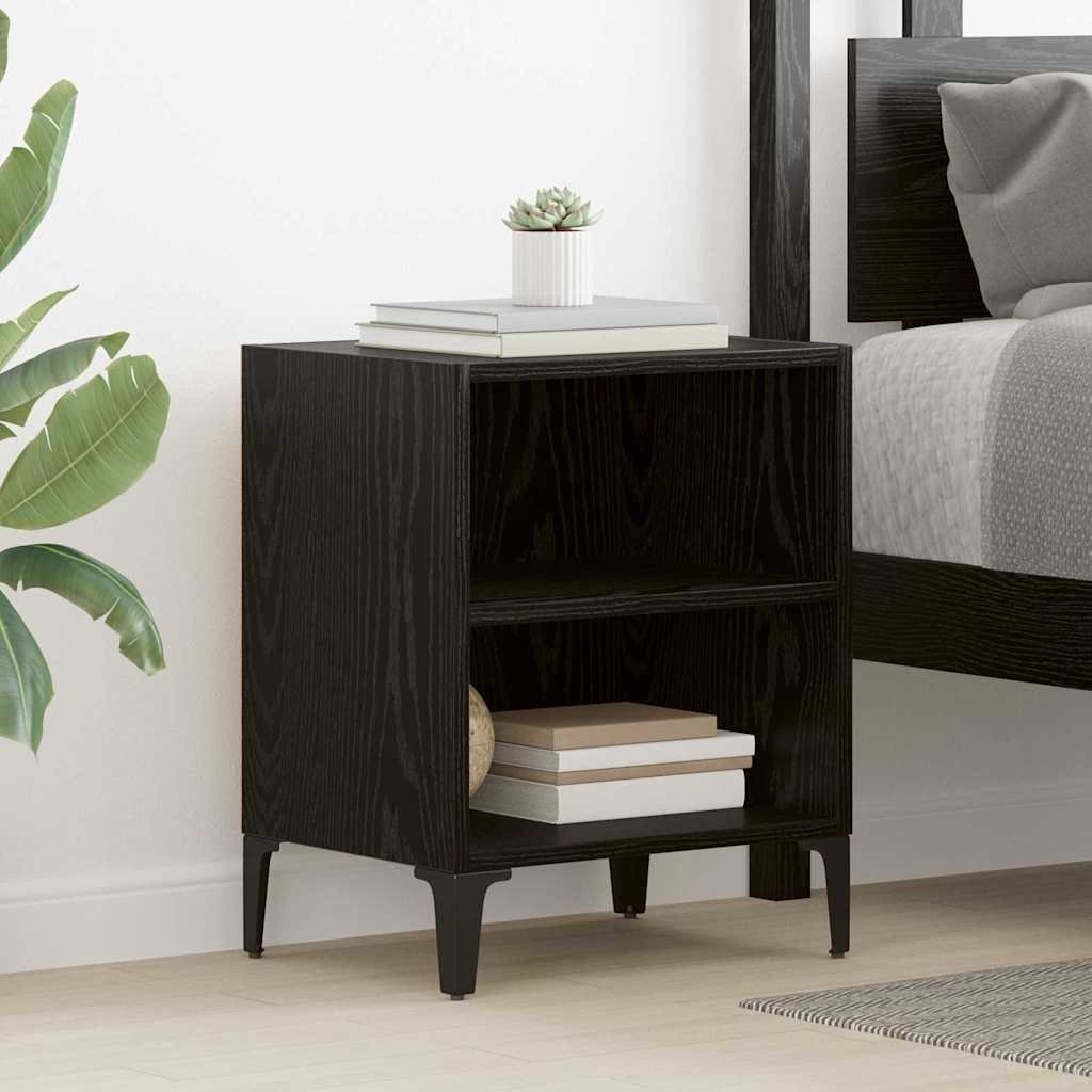 Walplus 1 Shelf Engineered Wood Bedside Cabinet - Black Oak - 40 x 30 x 50 cm