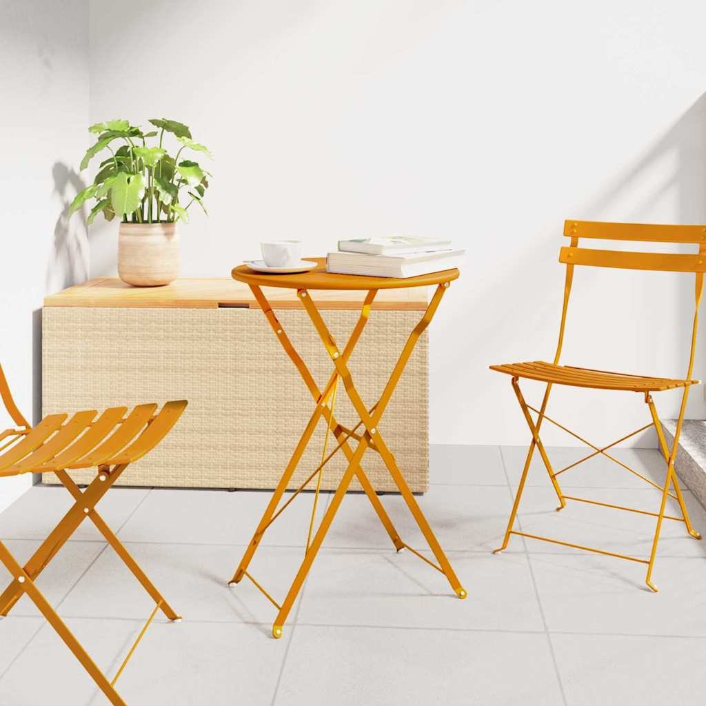Walplus Folding Metal Table - Mustard - 50 x 50 x 71 cm