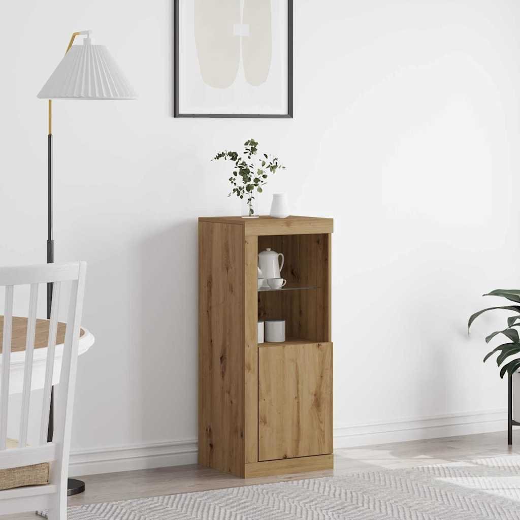 Walplus LED 2 Door Rectangular Sideboard - Brown - 41 x 37 x 100 cm