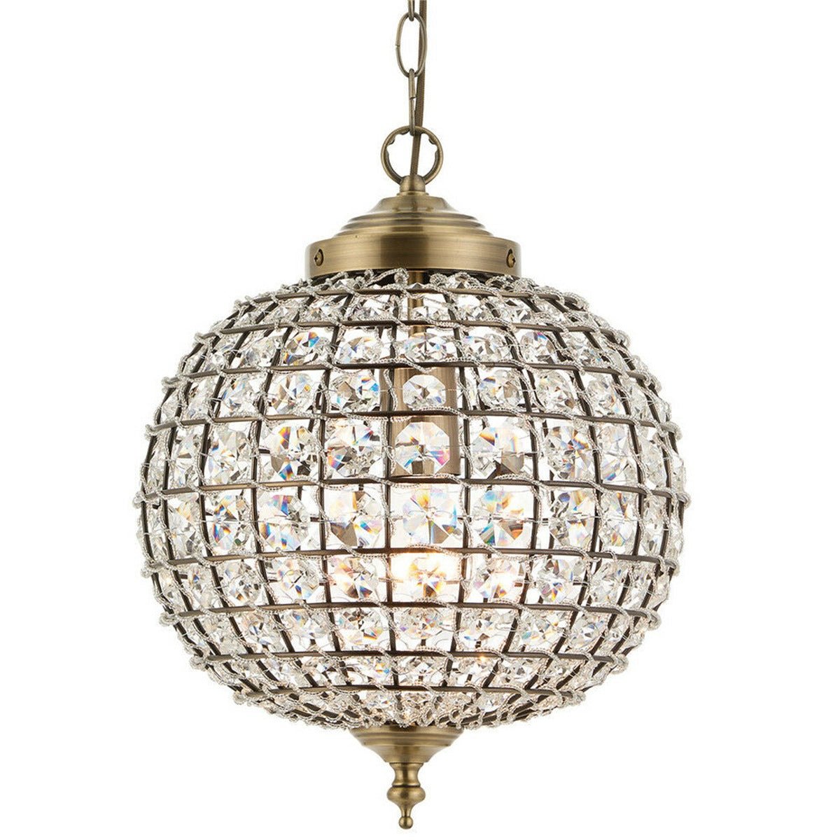 Loops Direct Steel and Glass Ceiling Pendant - Antique Brass