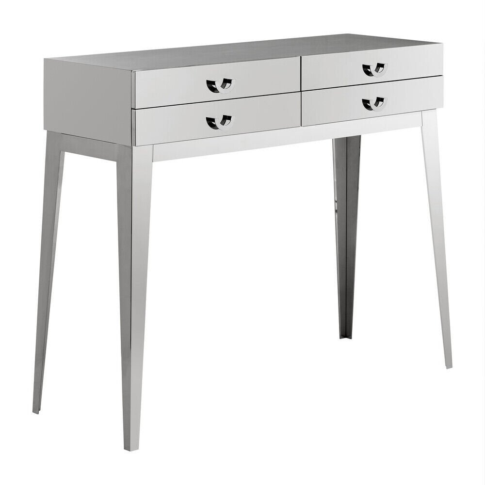 Orsina Lure Stainless Steel 4-Drawer Console Table - Silver