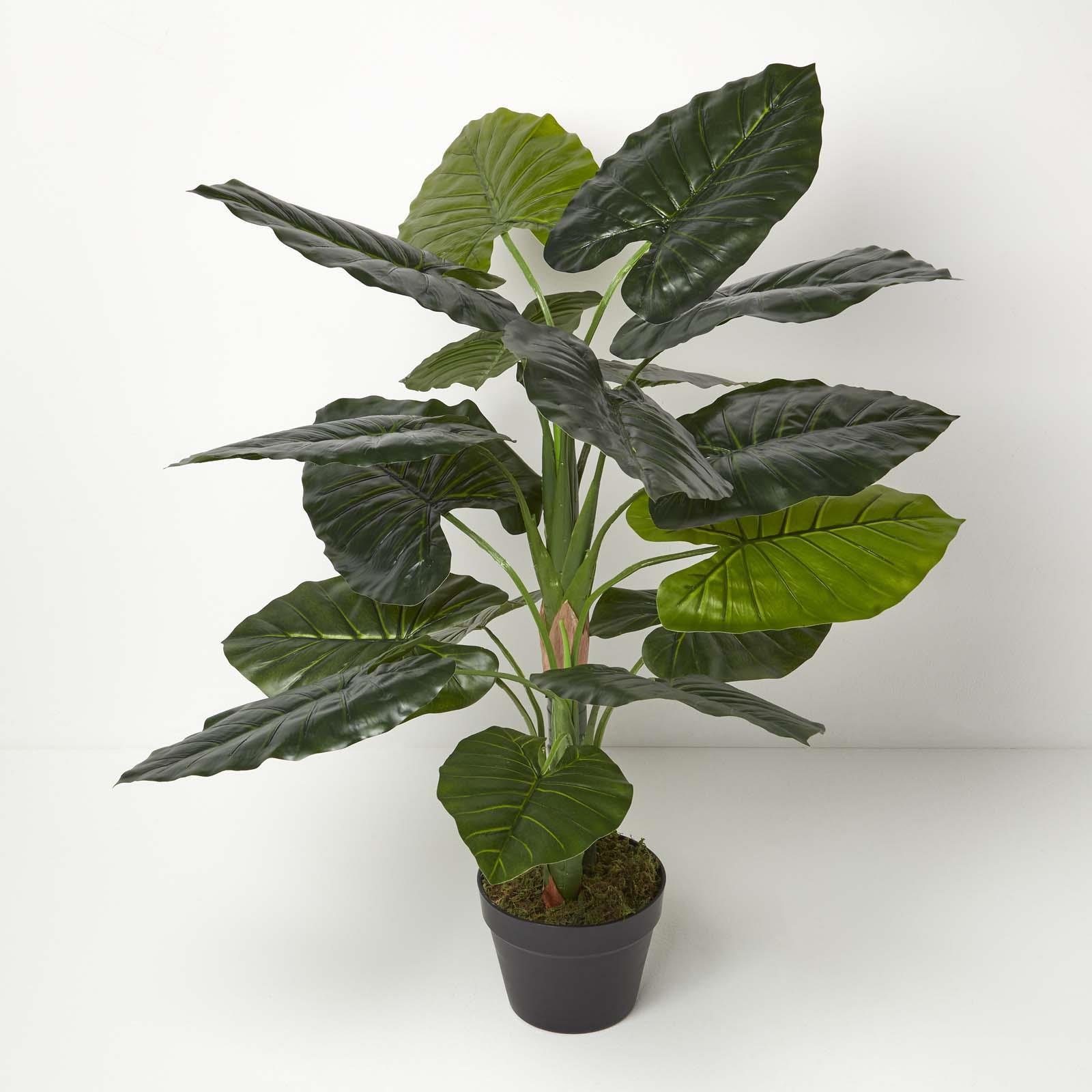 Homescapes Handcrafted Taro Artificial Plant in Pot - Green
