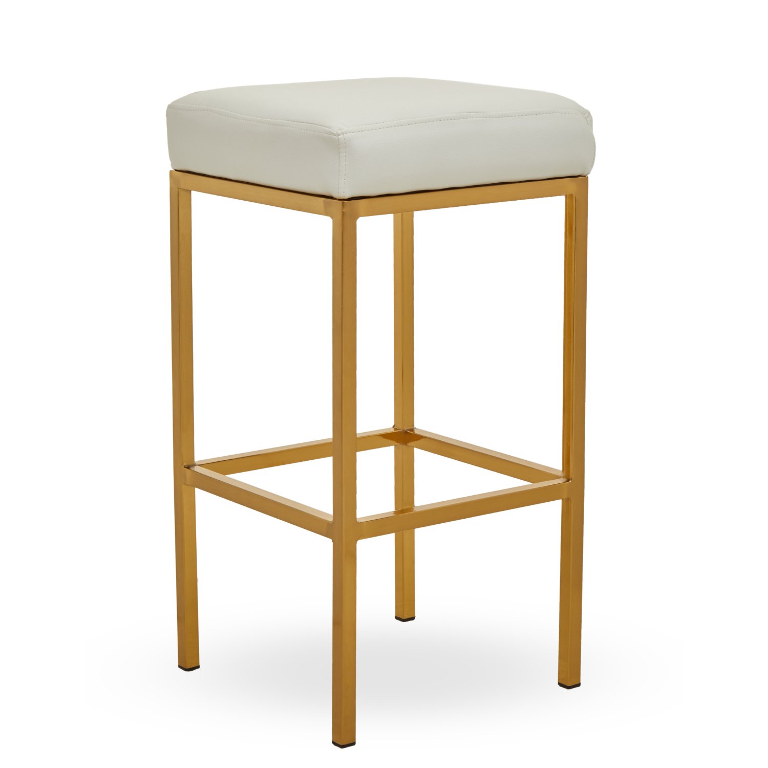 Orsina Baina Faux Leather Bar Stool – White & Gold