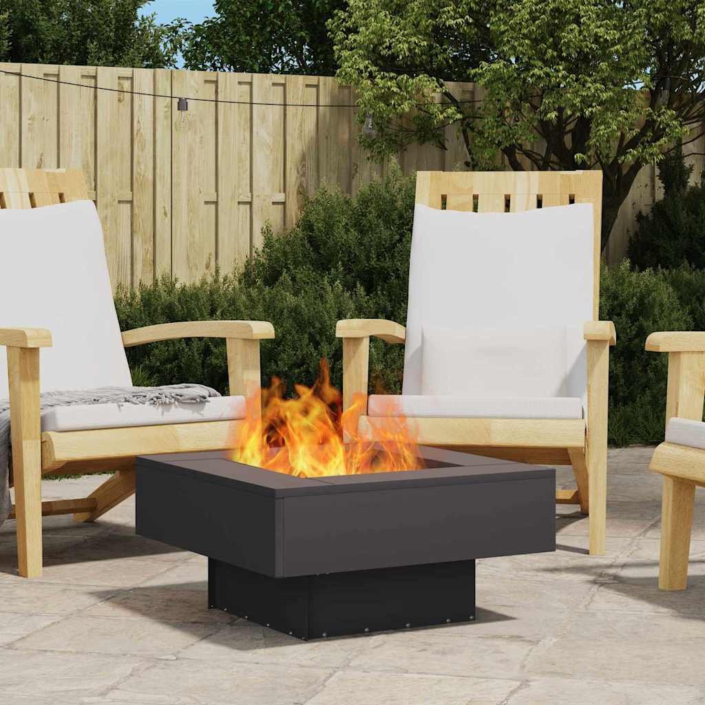 Walplus T Shaped Steel Fire Pit - Black - 60 x 60 x 30 cm