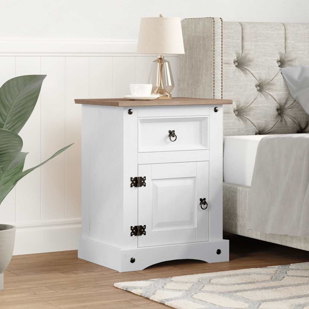 Walplus 1 Drawer Bedside Cabinet - Brown and Cream - 53 x 39 x 67 cm