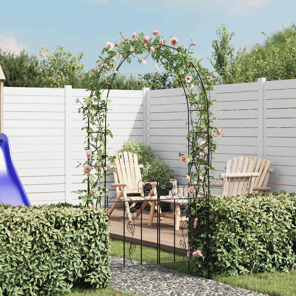Walplus Iron Garden Arch Door - Black