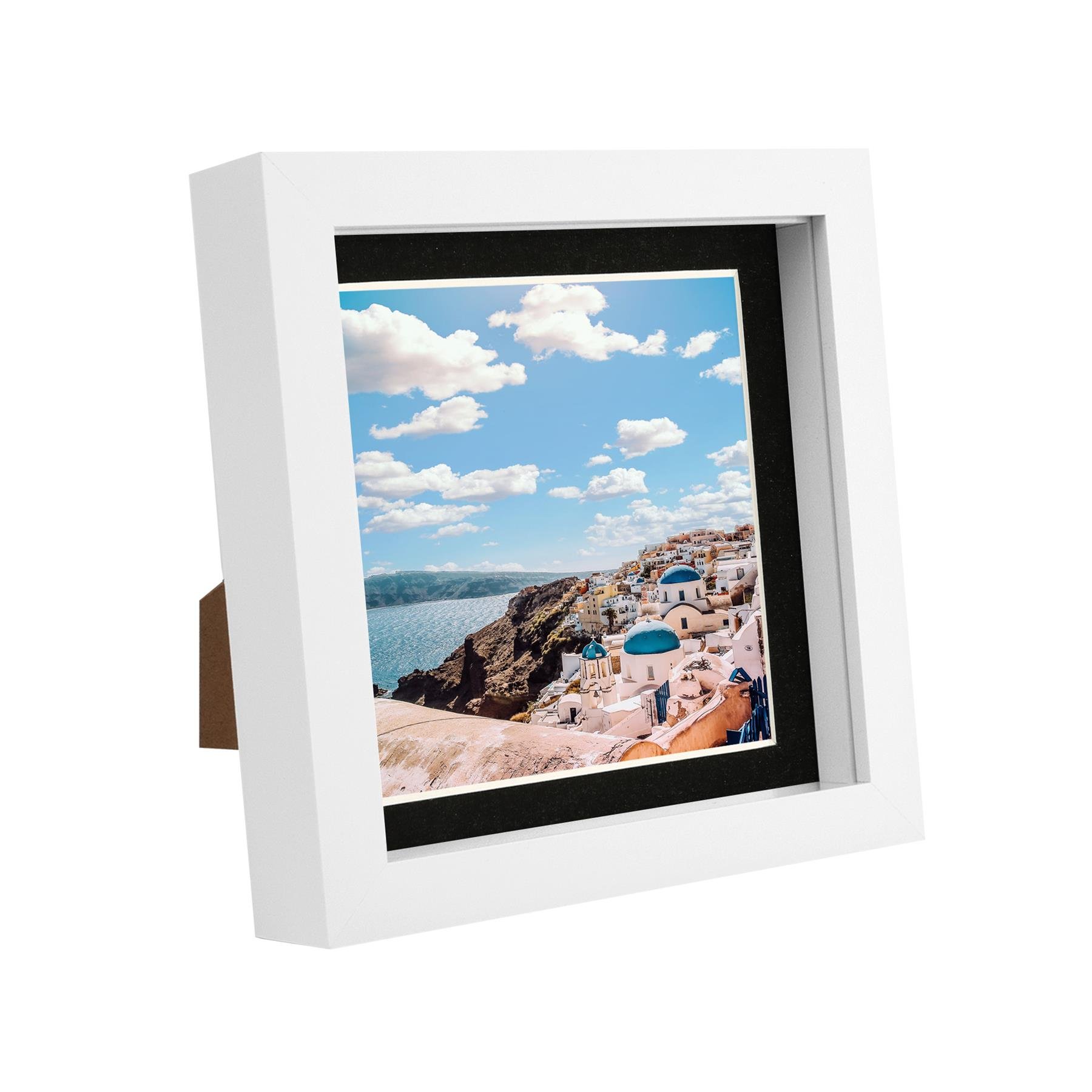 Nicola Spring 6 x 6" 3D Photo Box Frame with 4 x 4" Black Mount - White