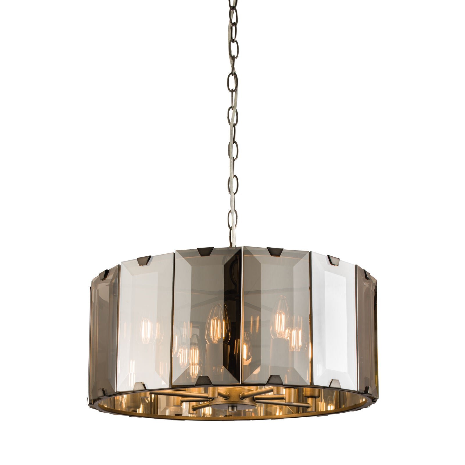 Loops Direct Steel and Glass Pendant Light - Gloss Slate Grey