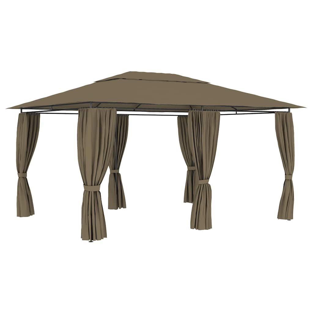 Walplus 4 x 3 m 180gsm Garden Marquee with Curtains - Taupe