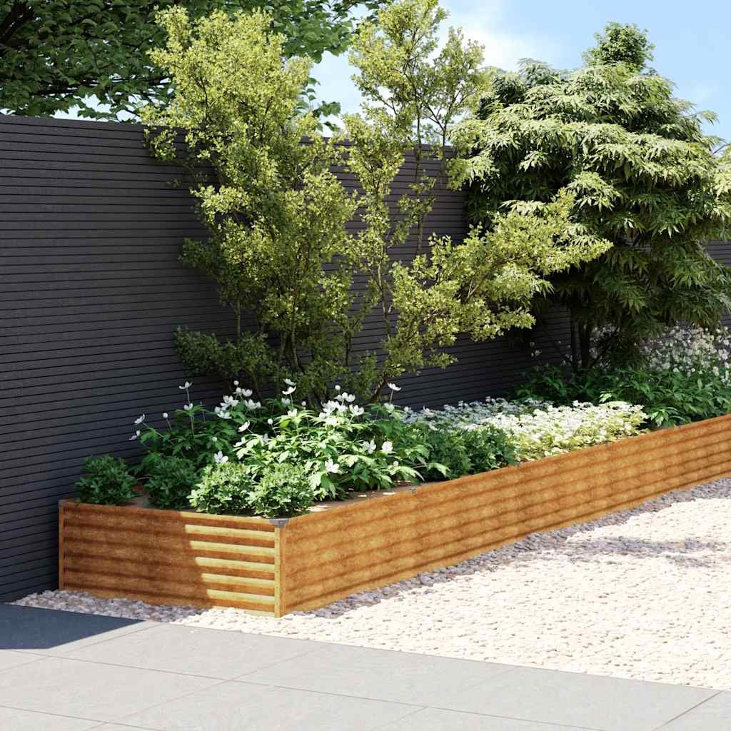Walplus Corten Steel Raised Garden Bed - Rusty - 960 x 100 x 36 cm