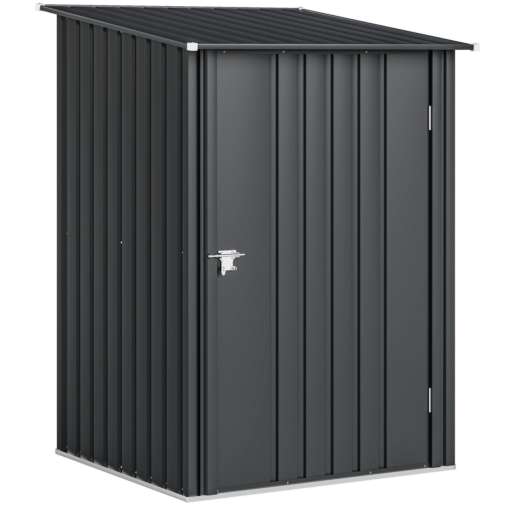 Outsunny 100 x 104cm Lean-to Metal Lockable Garden Shed – Dark Grey