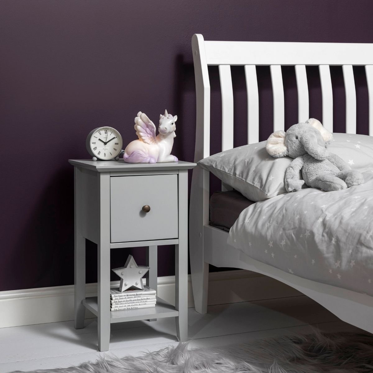 Noa & Nani Asora 1 Drawer Bedside Table - Grey