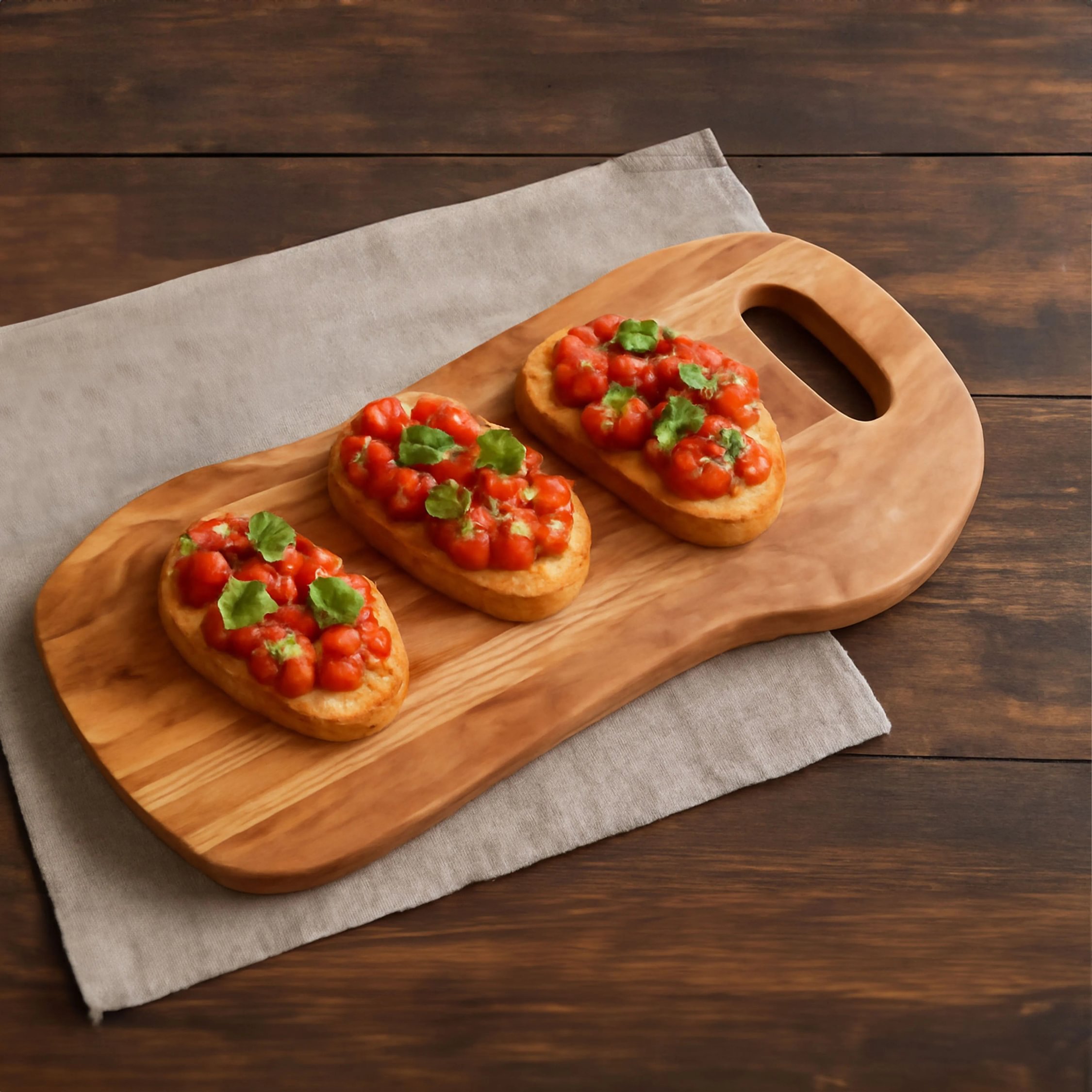 Orsina Kora Serving Board With Handle in Olive Wood - Natural