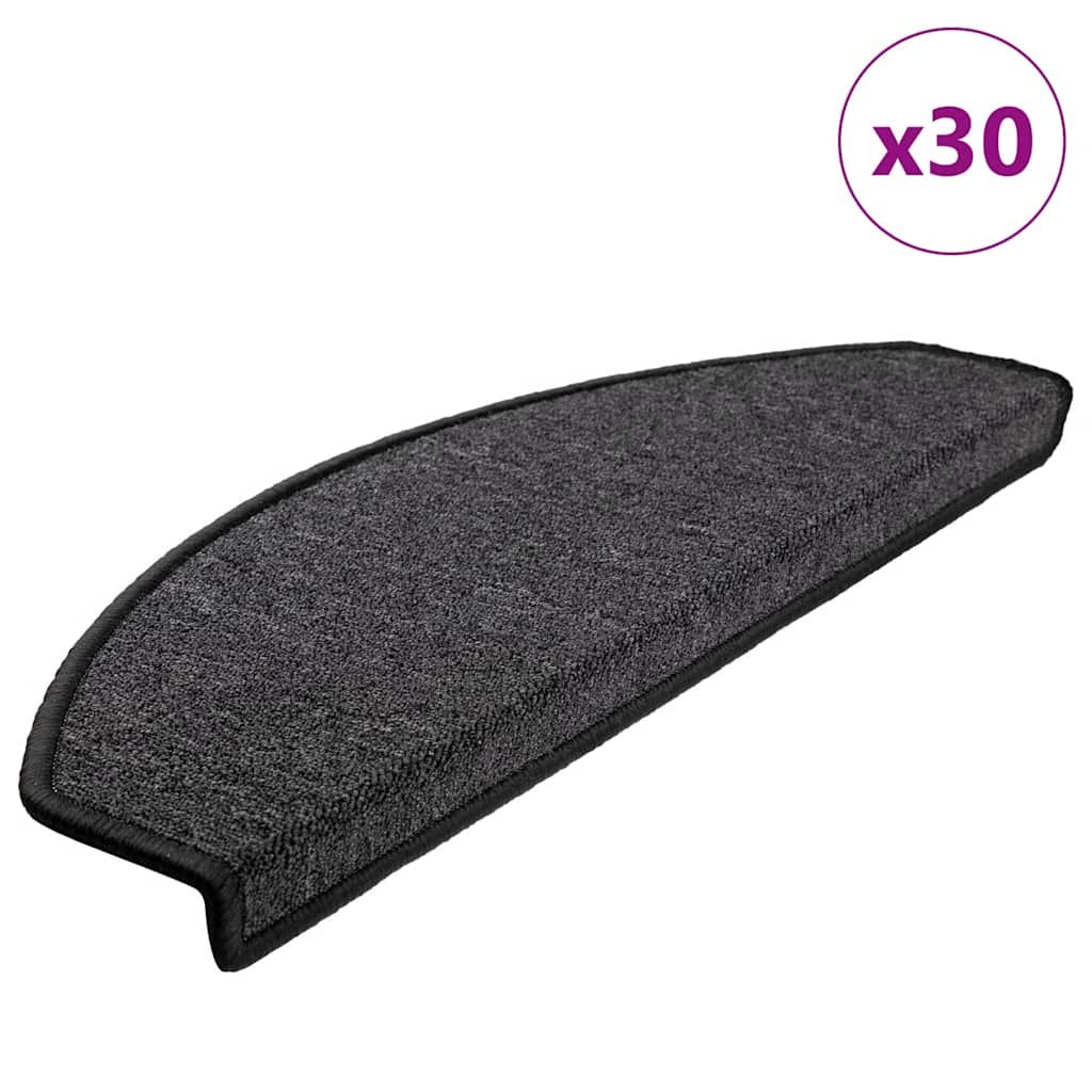 Walplus Pack of 30 Half Round Polypropylene Stair Mats - Anthracite - 65 x 24 cm
