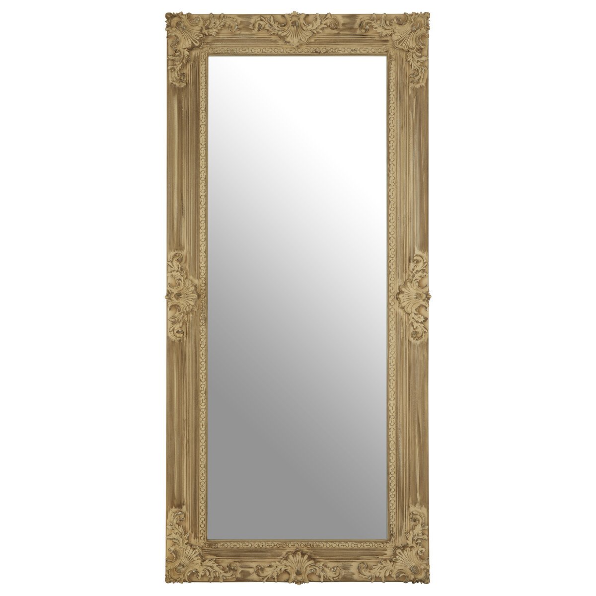 Orsina Chloe Wooden Frame Ornate Full Length Wall Mirror – Natural