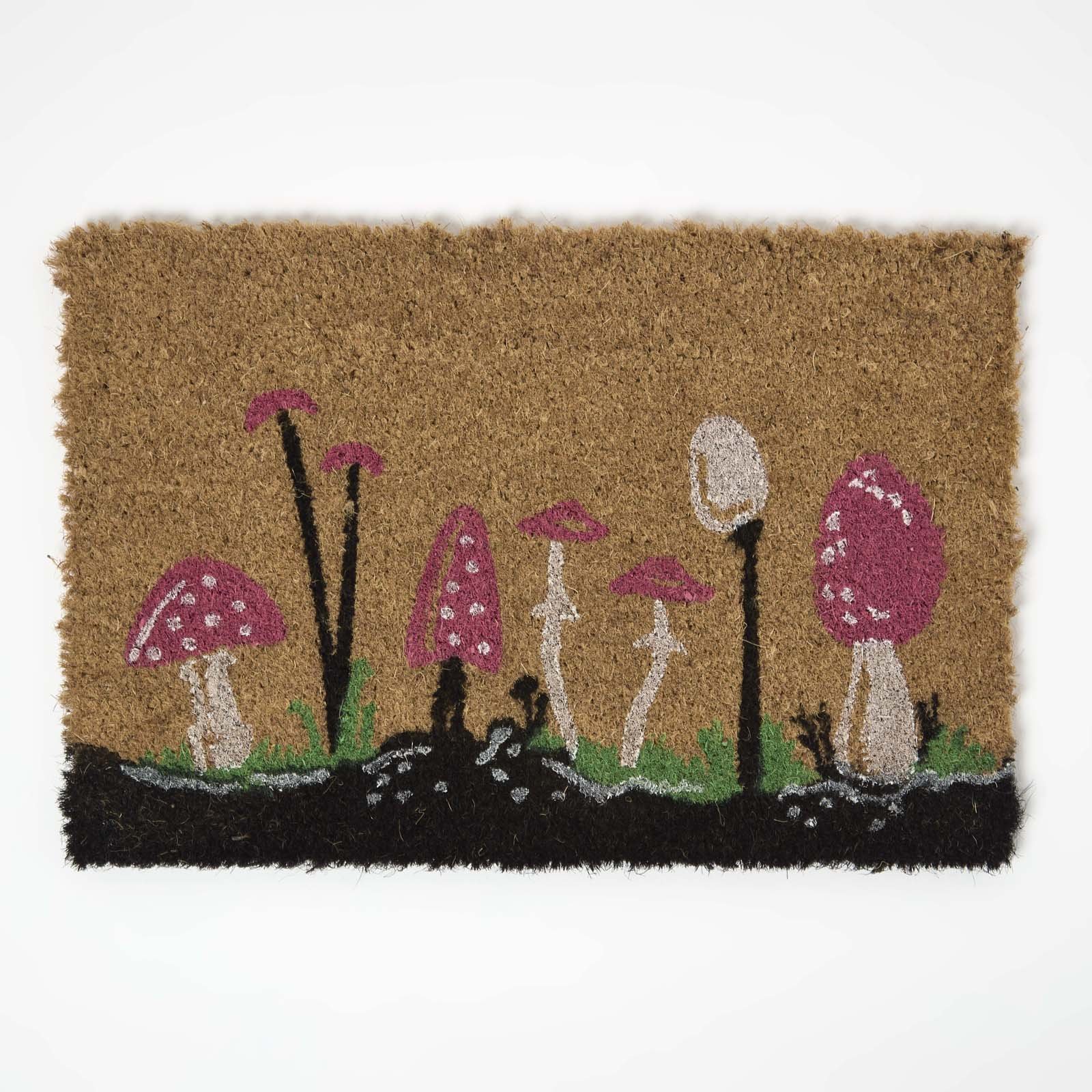 Homescapes Coir Red Mushroom Pattern Doormat - 40 x 60 cm