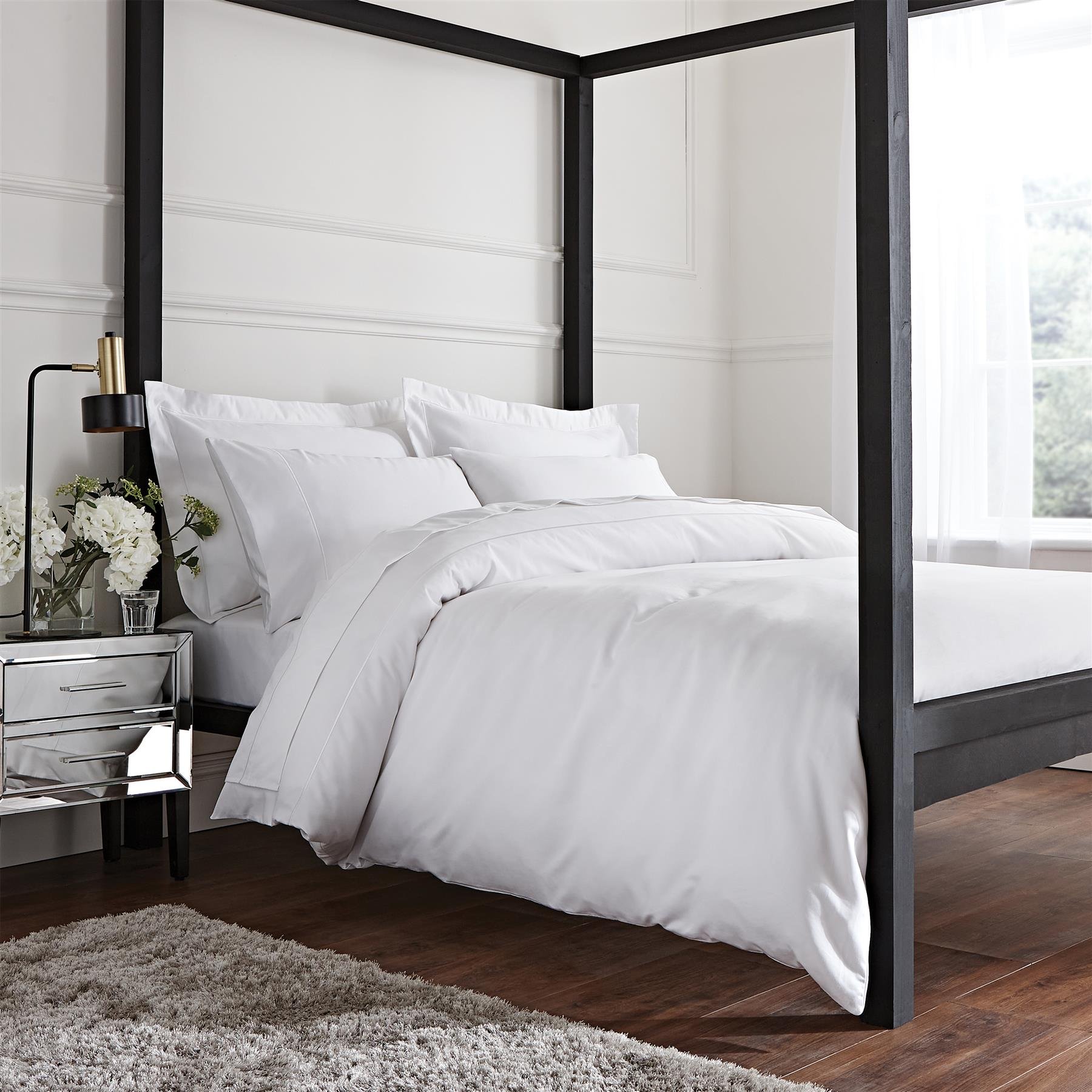 Bianca 800 Thread Count Cotton Sateen Duvet Cover Set - King - White