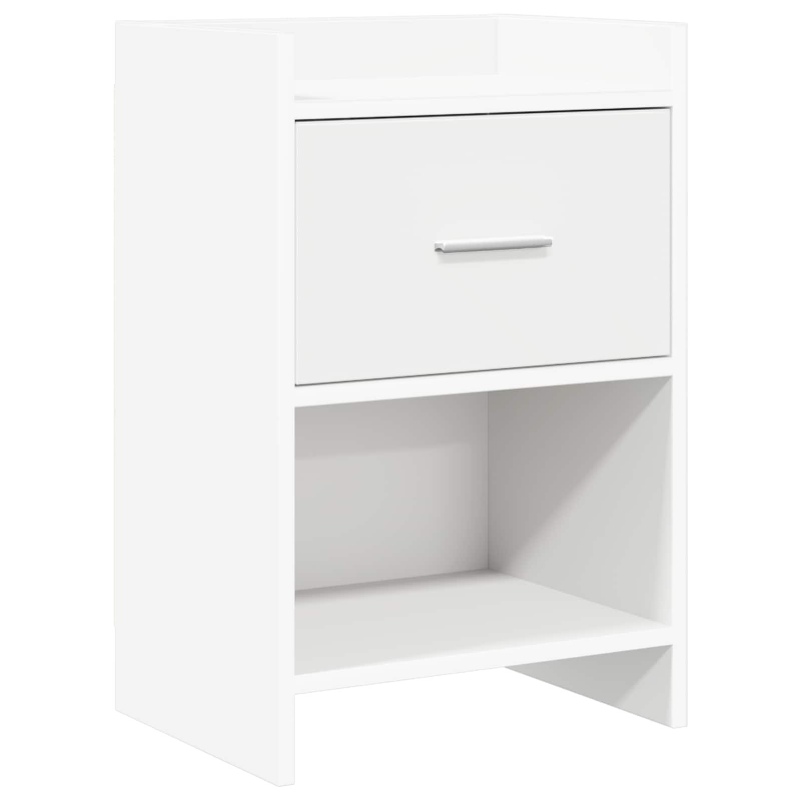 Walplus 1 Drawer Engineered Wood Bedside Table - White - 40 x 30 x 60 cm