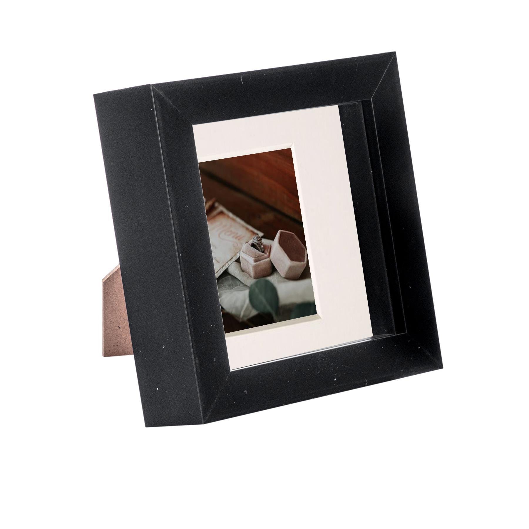 Nicola Spring 4 x 4" 3D Box Photo Frame with 2 x 2" Ivory Mount - Black