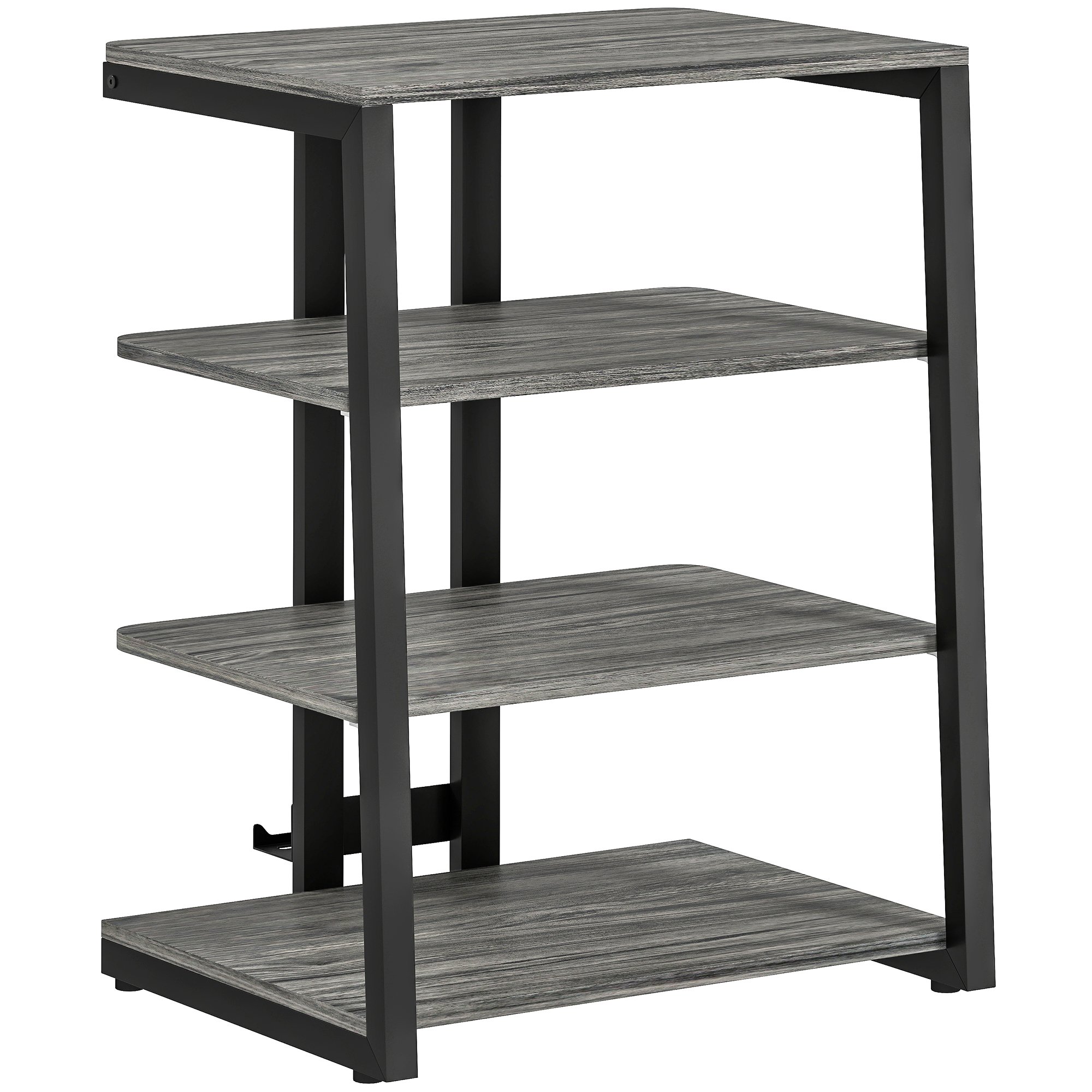 HOMCOM 4 Tier Media Storage Shelf with Adjustable Shelves - Dark Grey
