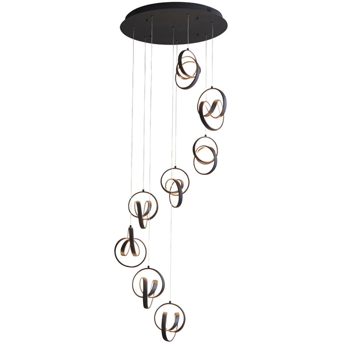 Loops Direct Steel and Aluminium 8-Light Ceiling Pendant - Textured Matt Black
