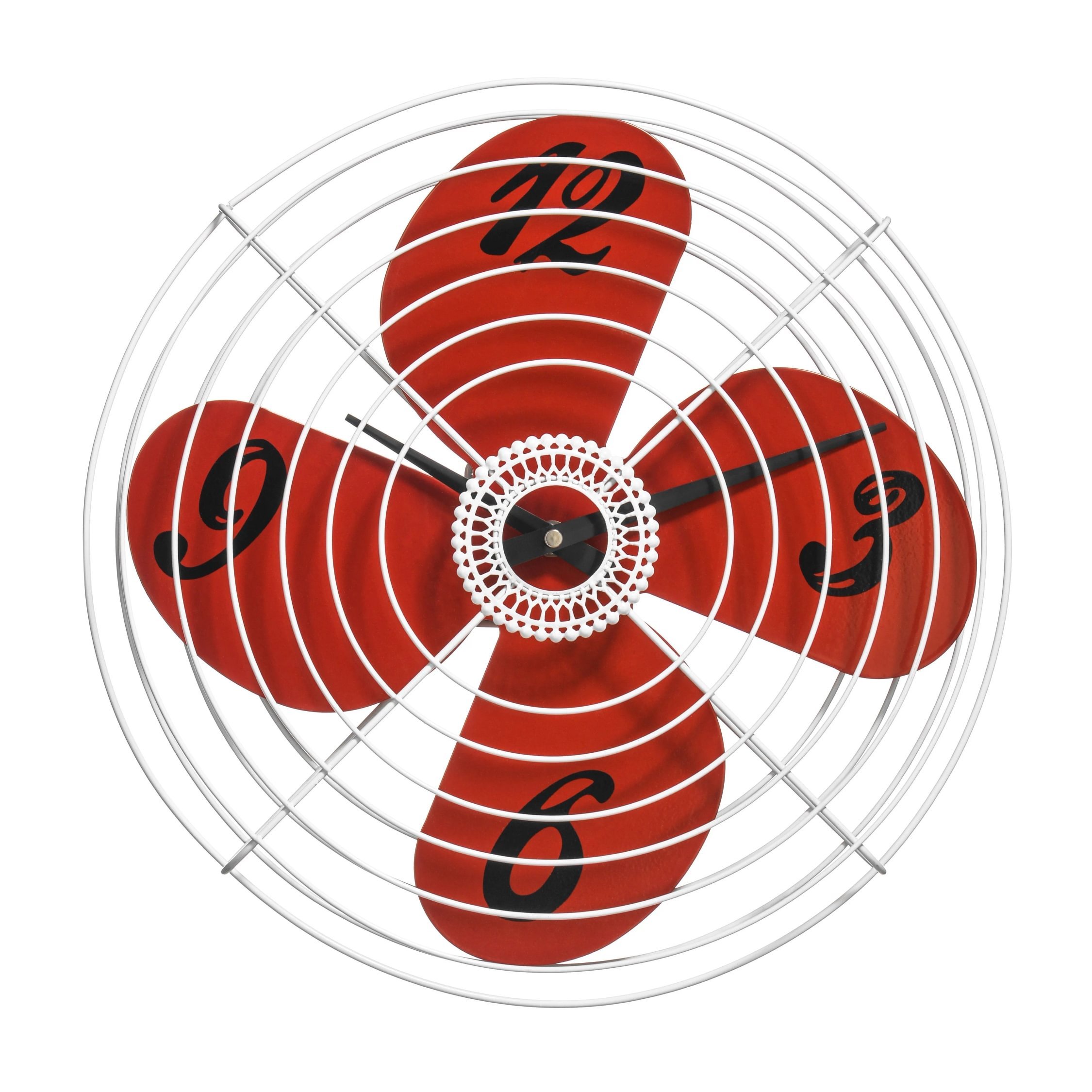 Orsina Misam 38cm Dia Retro Fan Design Wall Clock - Red
