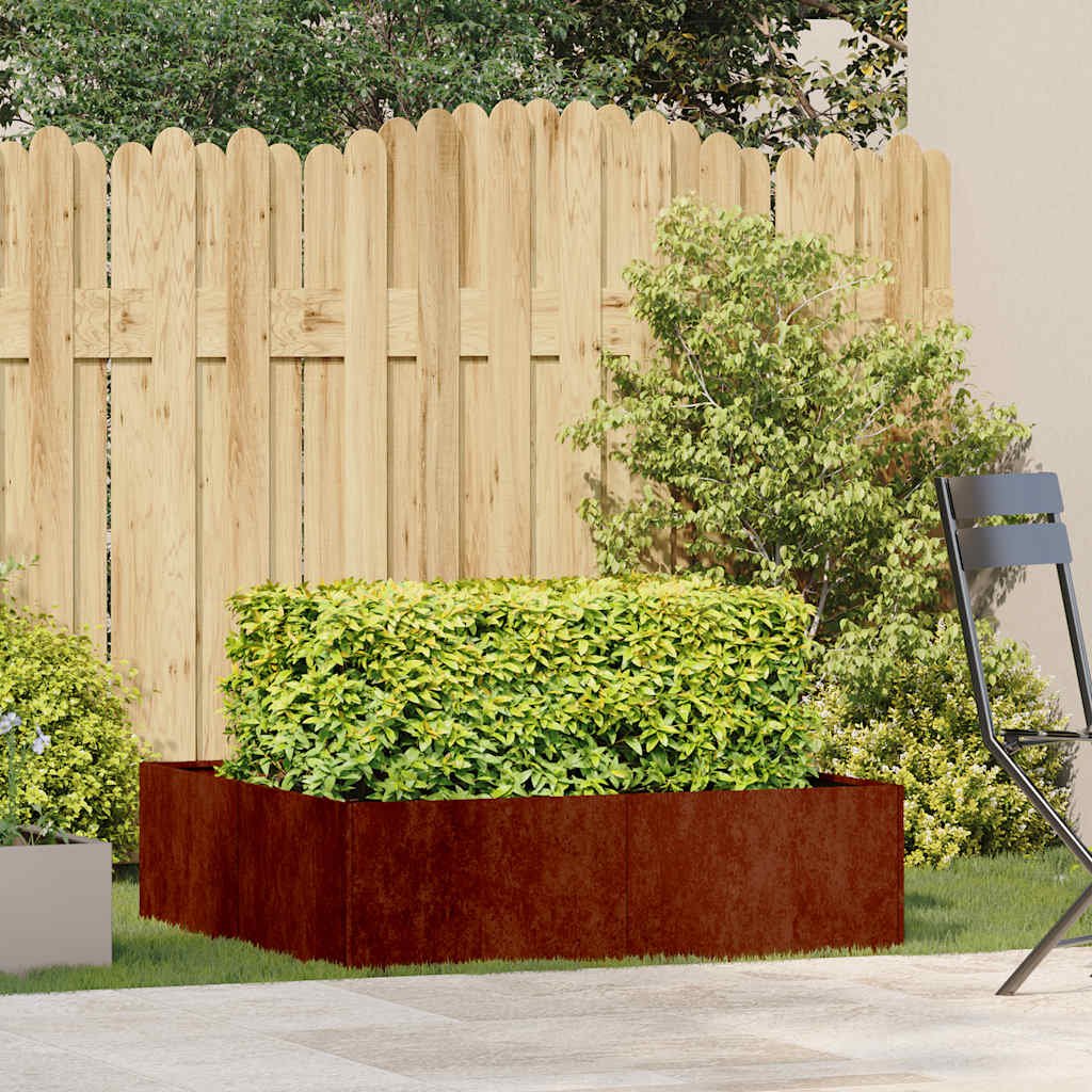 Walplus Corten Steel Garden Planter - Rusty - 100 x 100 x 30 cm