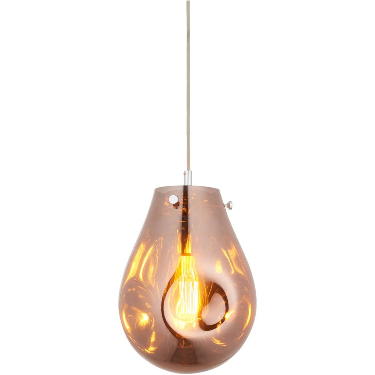Loops Direct Steel Pendant Light - Copper Metallic Glass and Chrome Plate