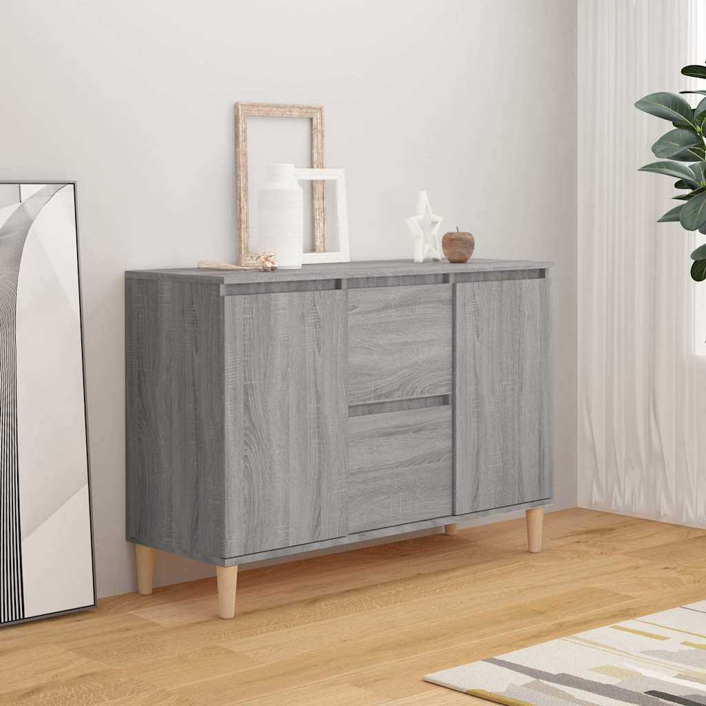 Walplus Engineered Wood 2 Drawer Sideboard - Grey and Oak - 103.5 x 35 x 70 cm