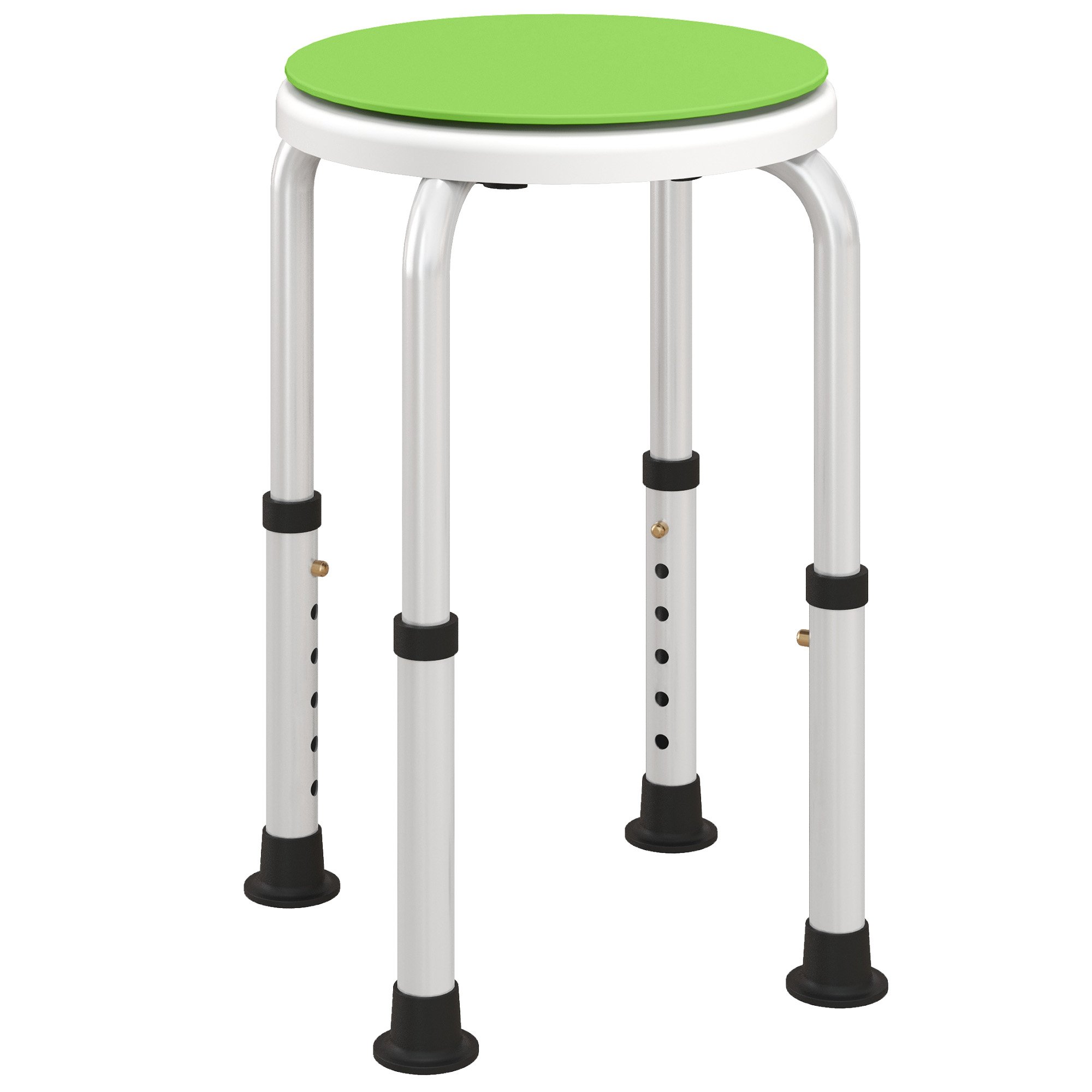 HOMCOM Aluminium Swivel Shower Stool with Adjustable Height - Green