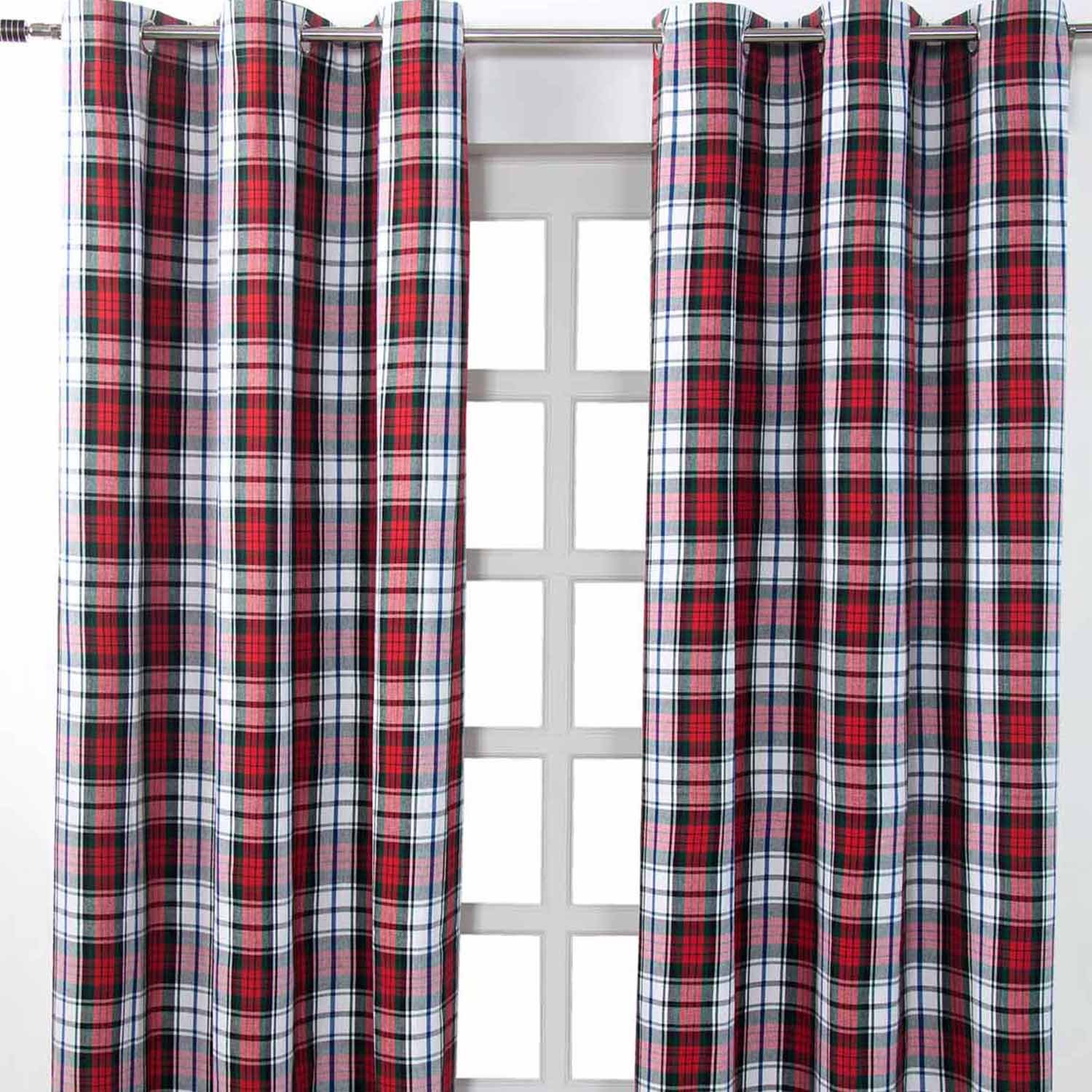 Homescapes Red Macduff Tartan Check Eyelet Curtains - 117cm x 137cm