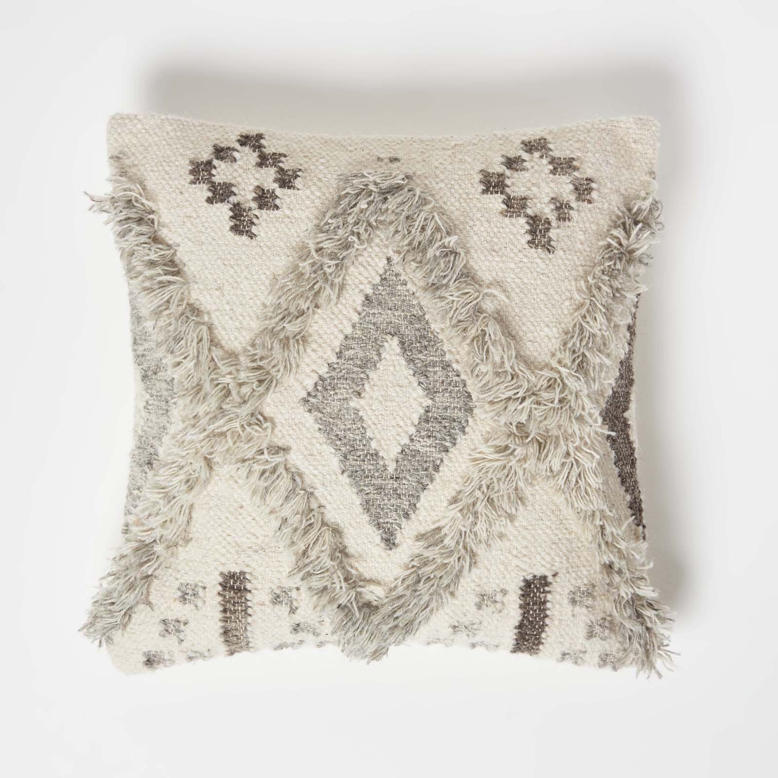Homescapes Beige Alta Handwoven Tufted Kilim Cushion