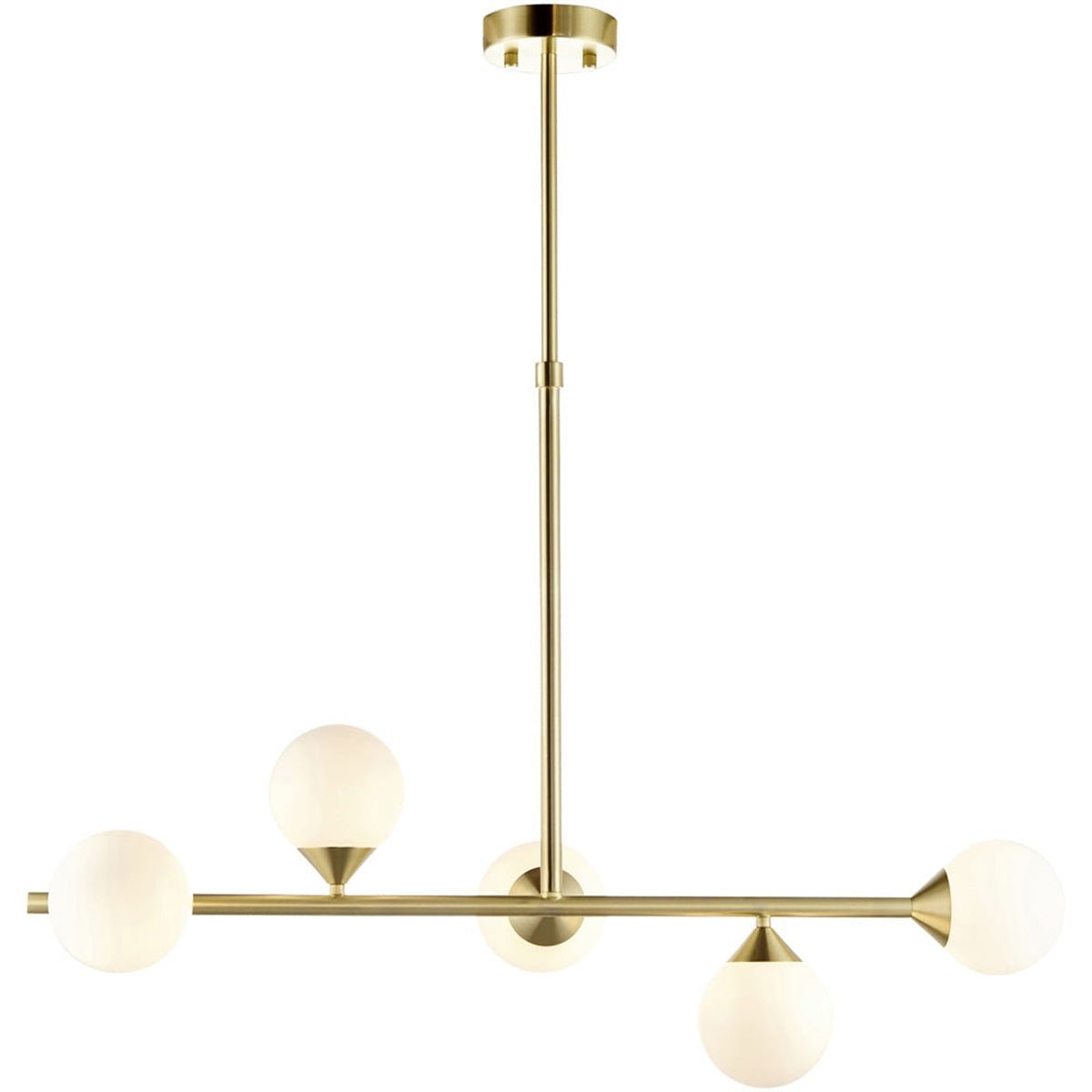 Loops Direct Satin Brass Pendant Light - Gloss White Glass